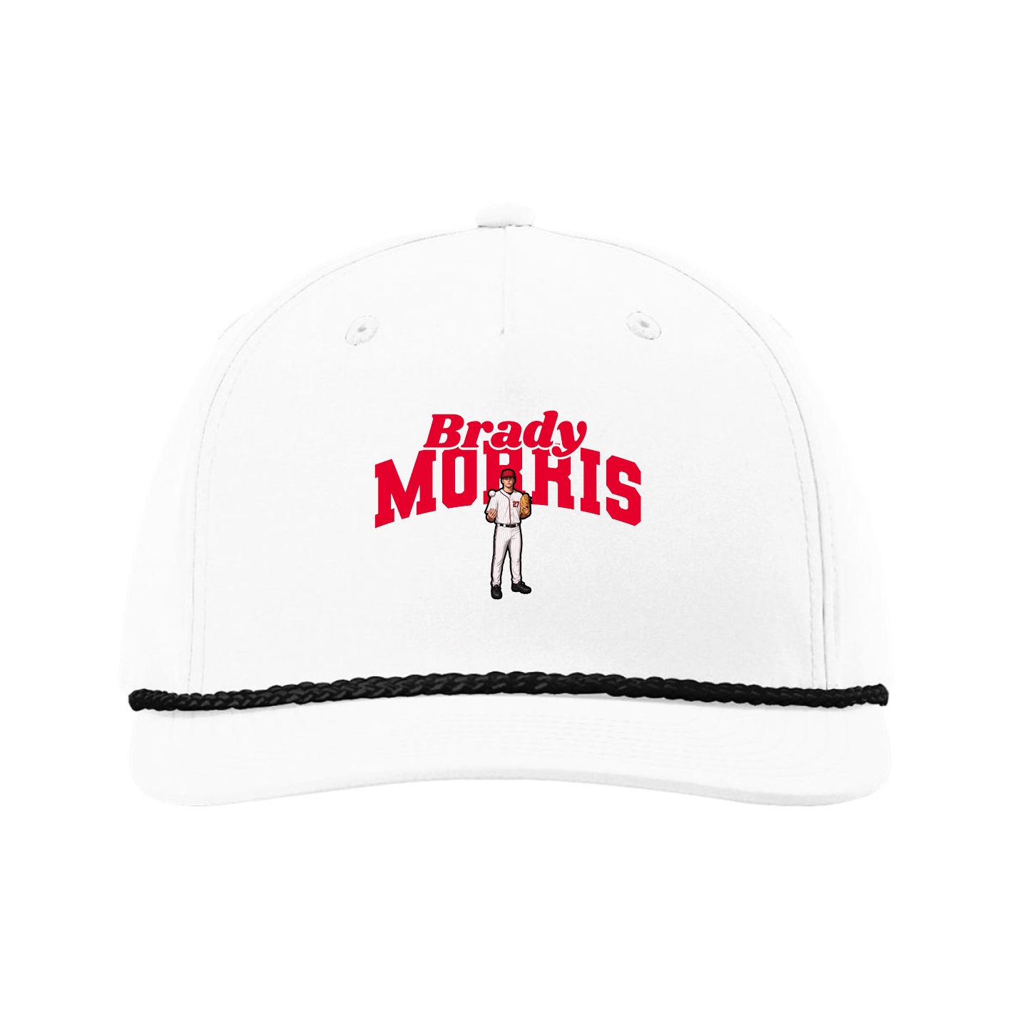 Five-Panel Classic Rope Cap — Signature Arch in White