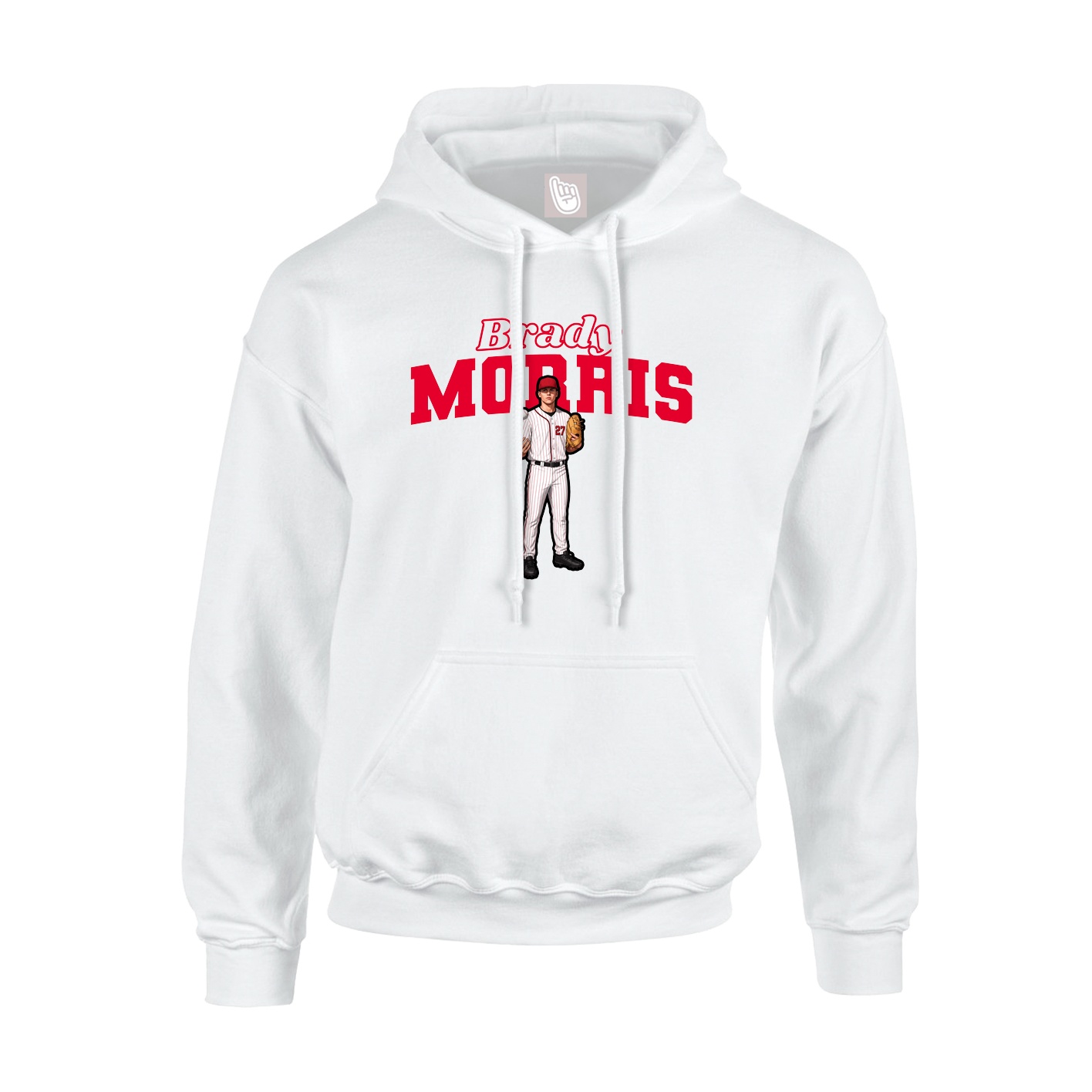 Youth Hoodie — Name Arch in White