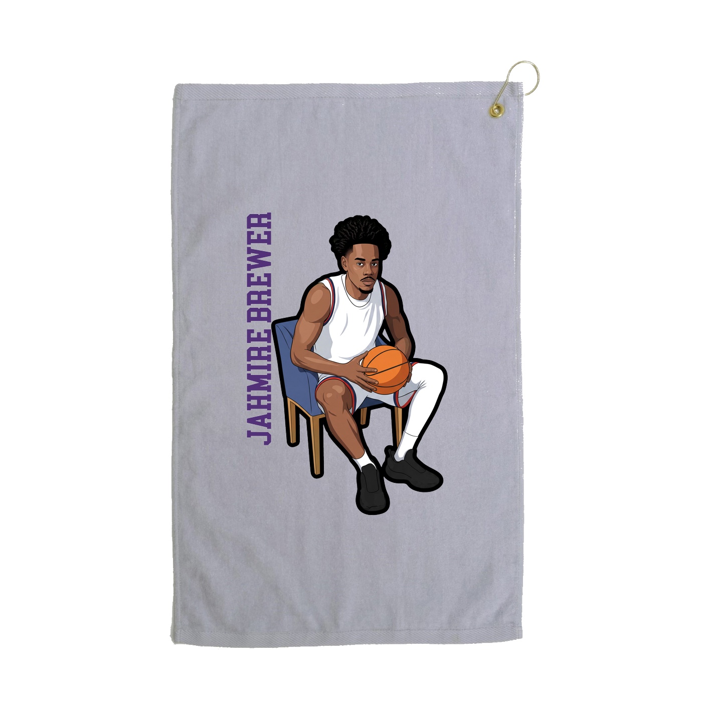 Golf Towel — Name Vertical in Grey