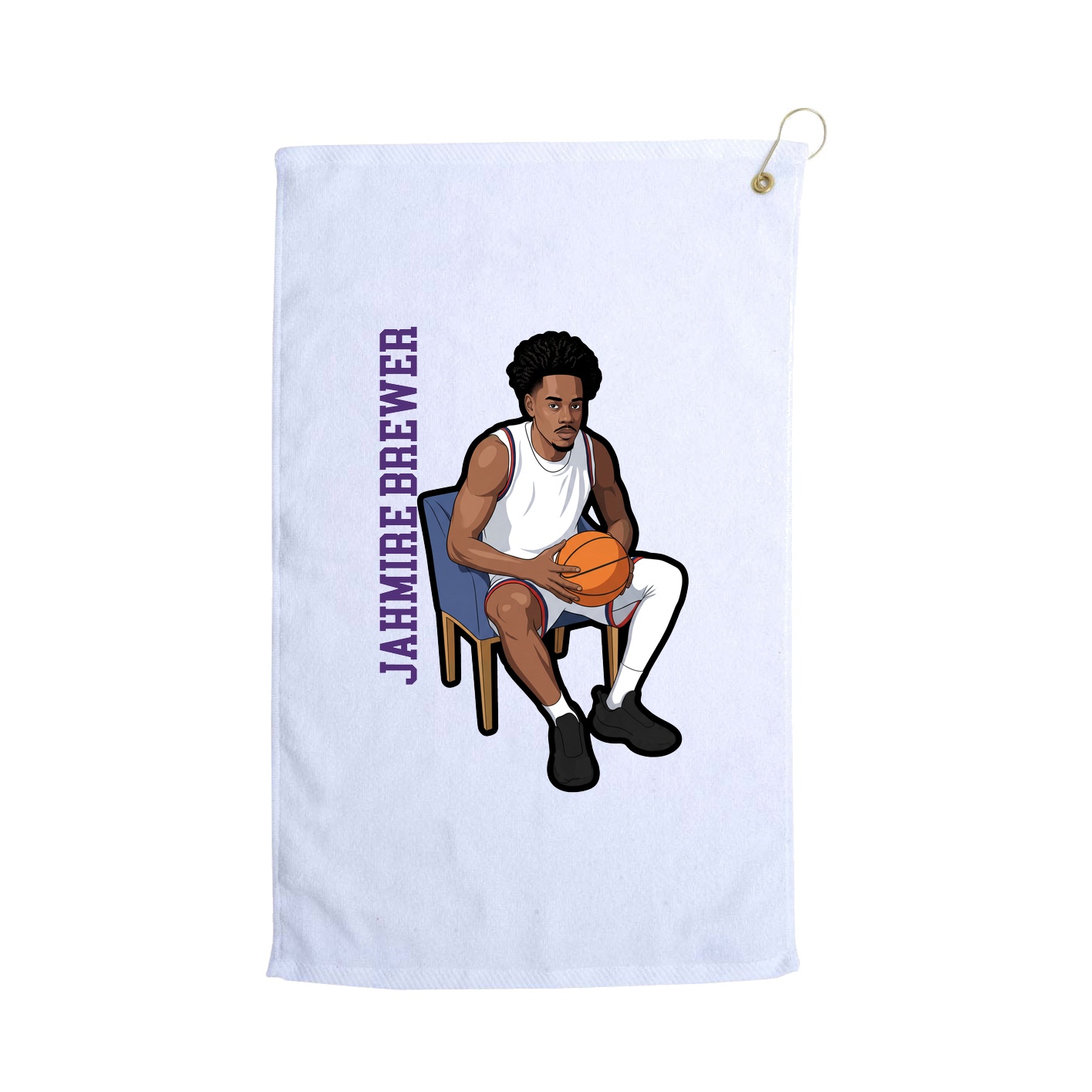 Golf Towel — Name Vertical in White