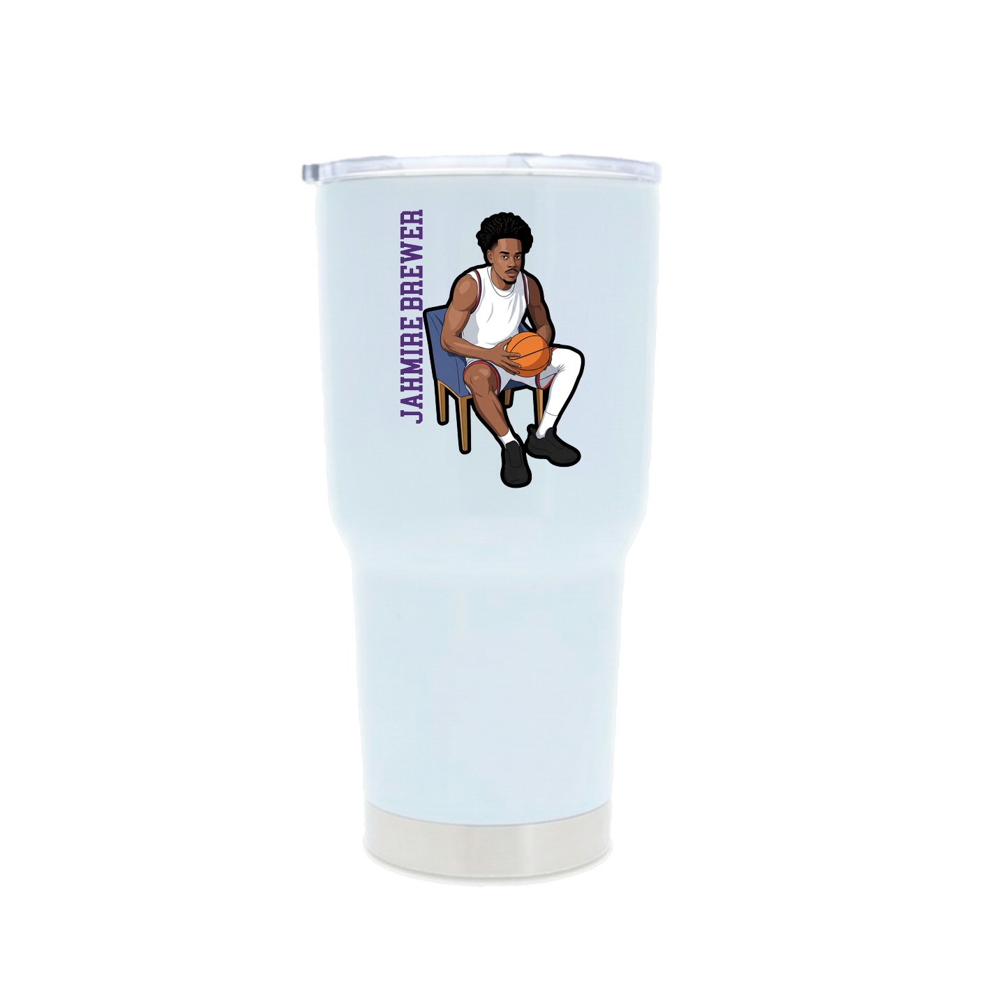 30oz Stainless Steel Tumbler — Name Vertical in White