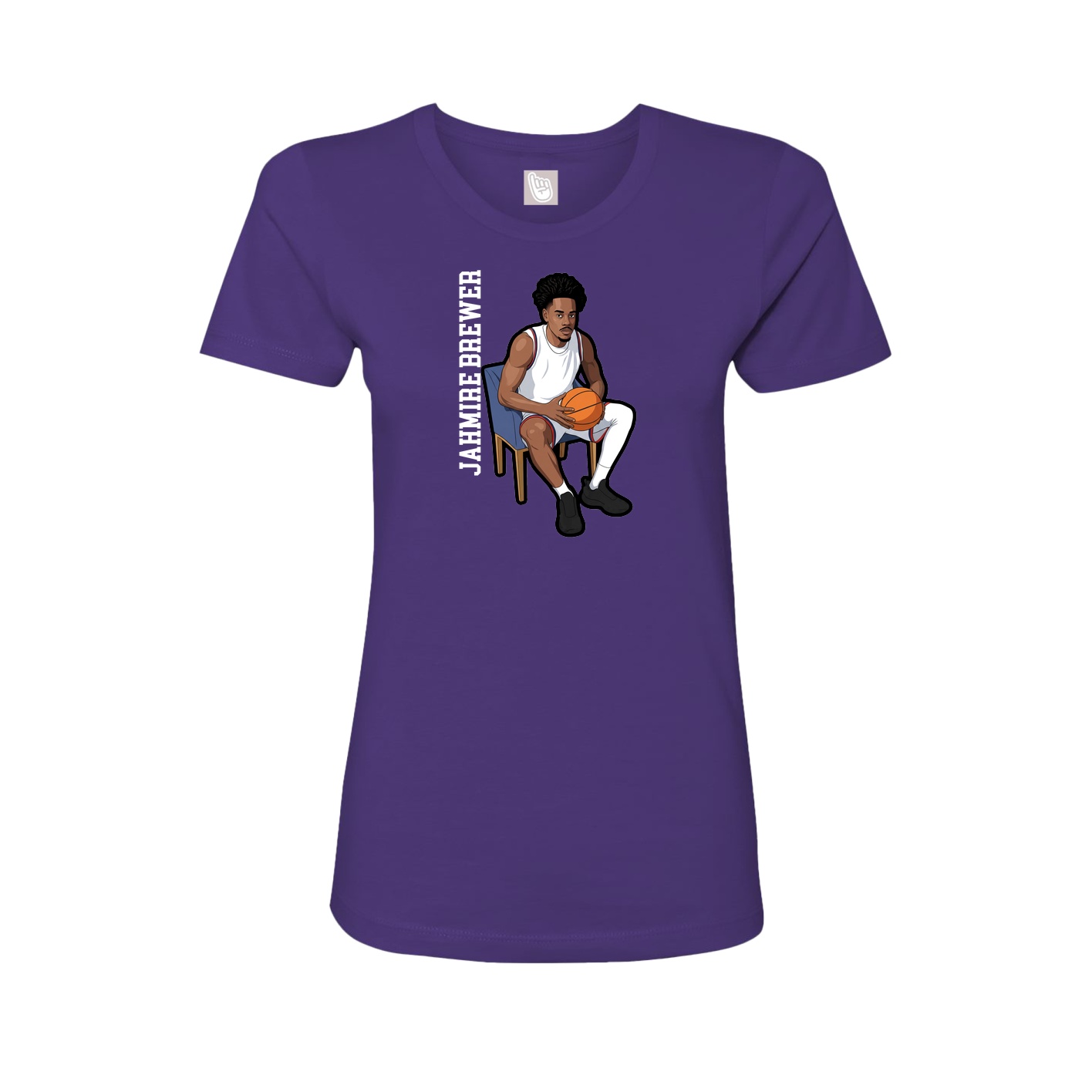Fitted Women's Tee — Name Vertical in Purple