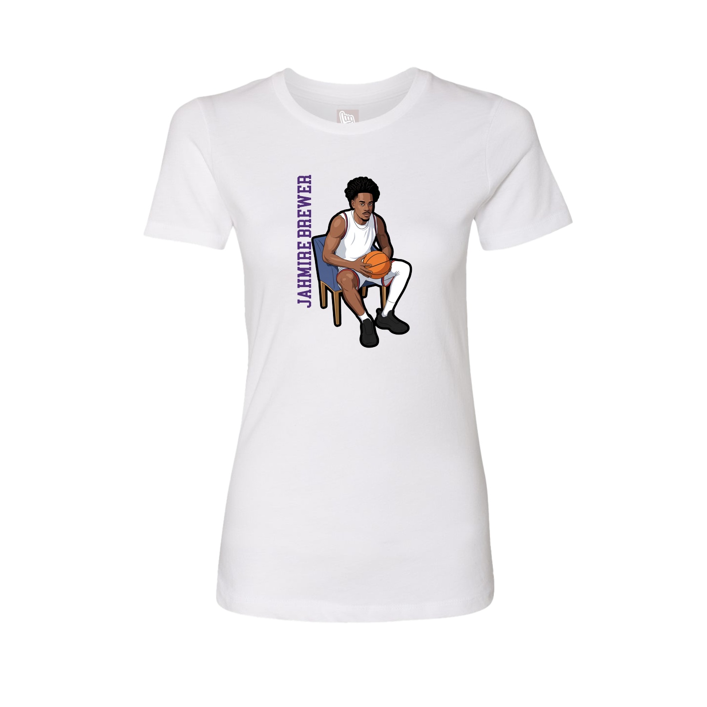 Fitted Women's Tee — Name Vertical in White