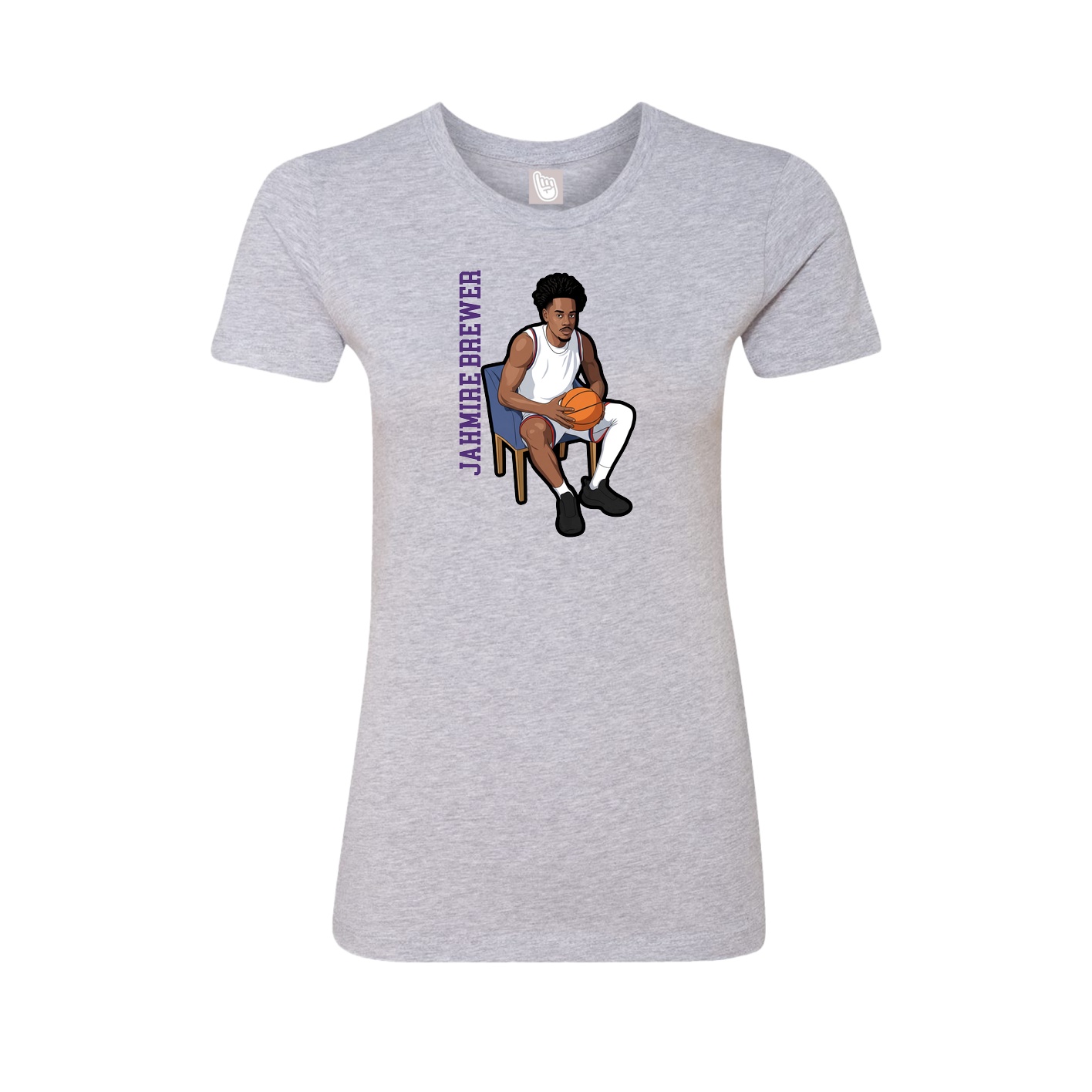 Fitted Women's Tee — Name Vertical in Grey