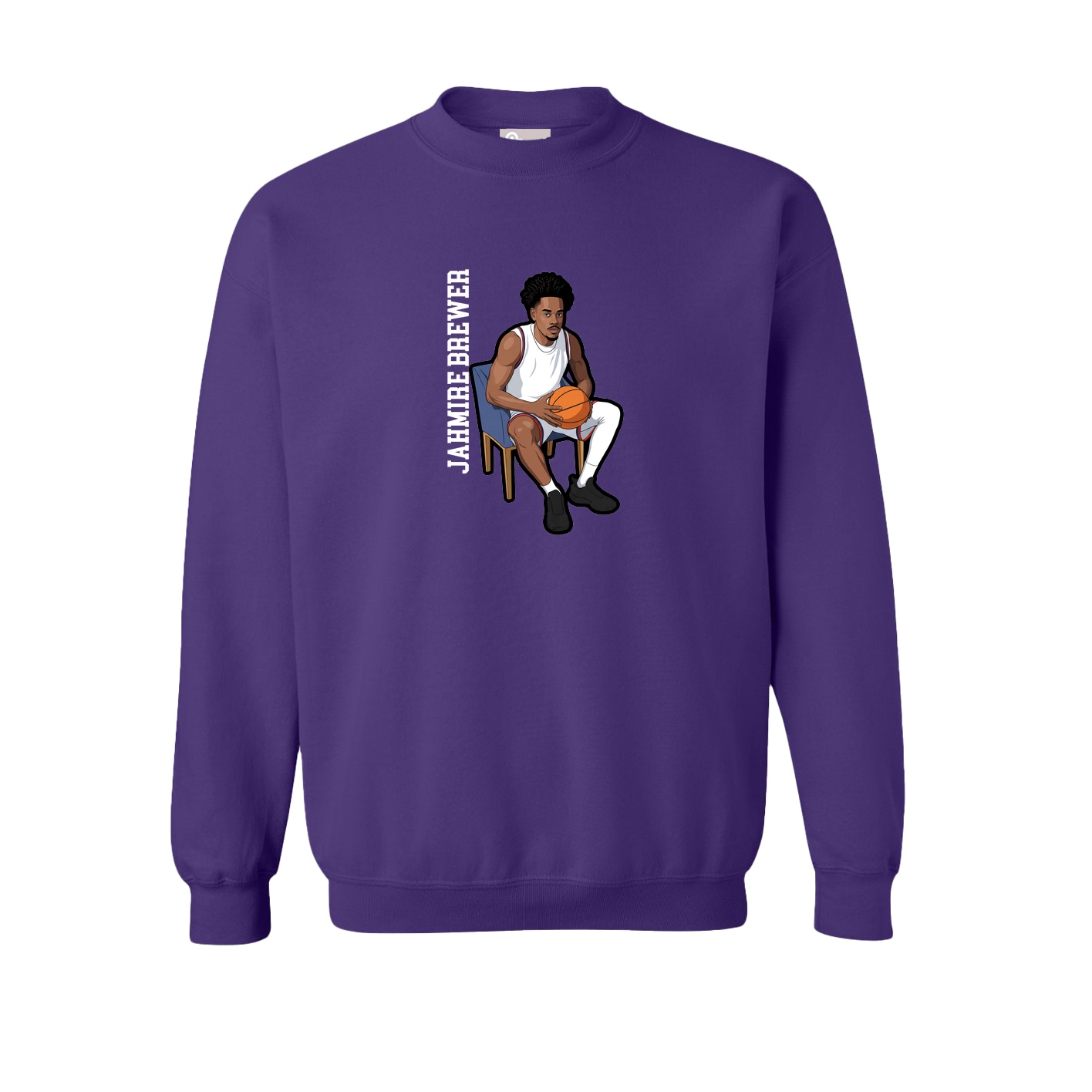 Fleece Crew — Name Vertical in Purple