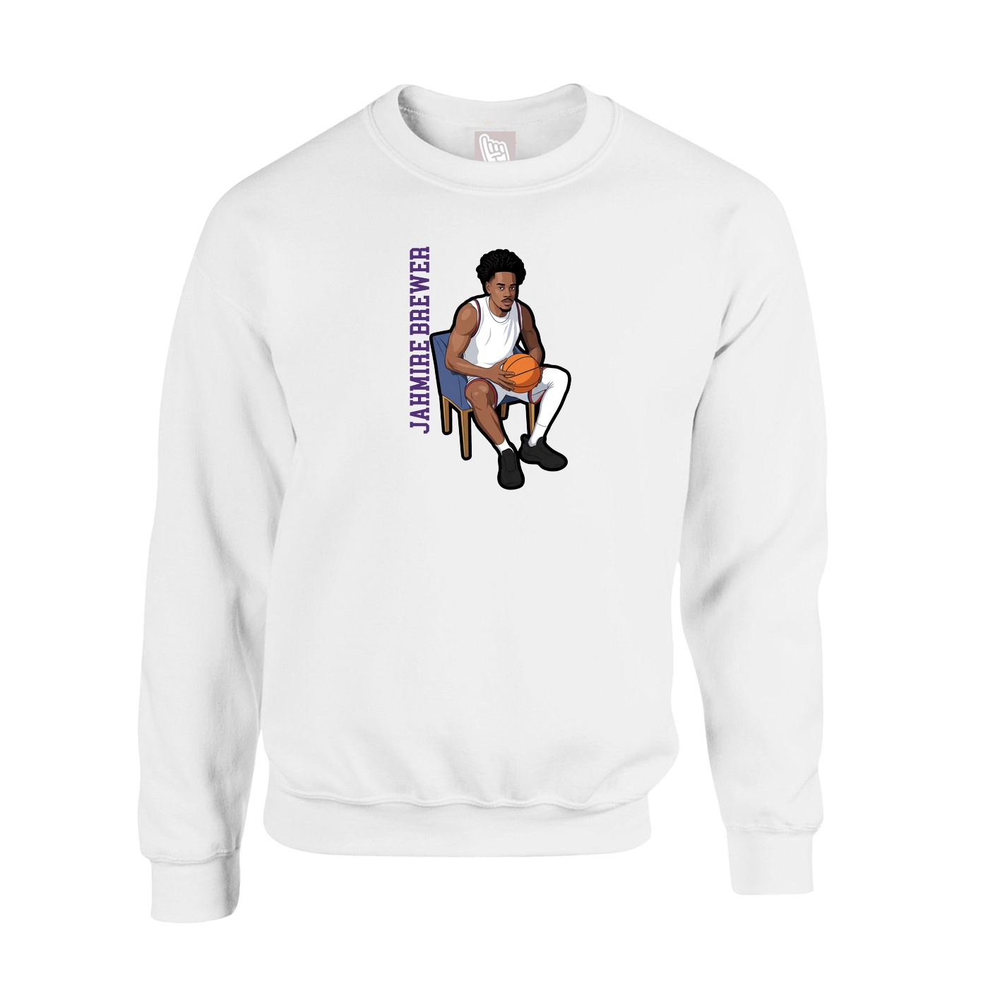 Fleece Crew — Name Vertical in White