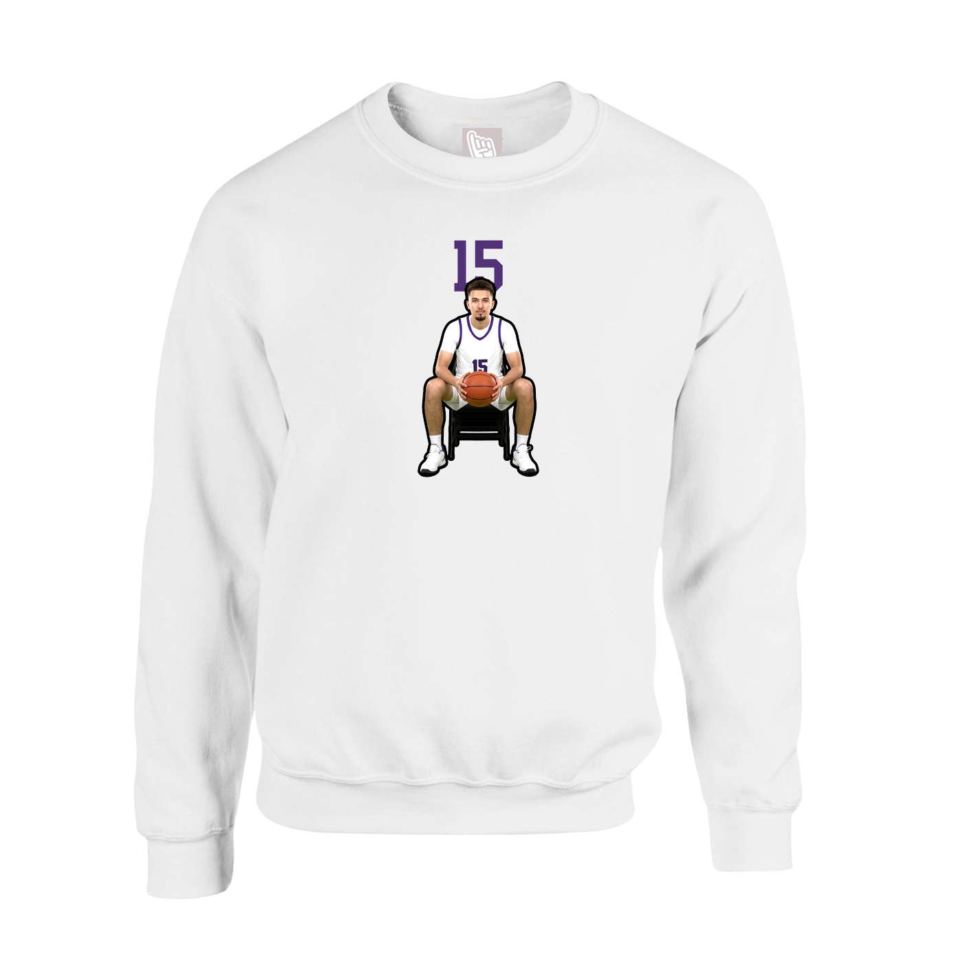Fleece Crew — Number Top in White