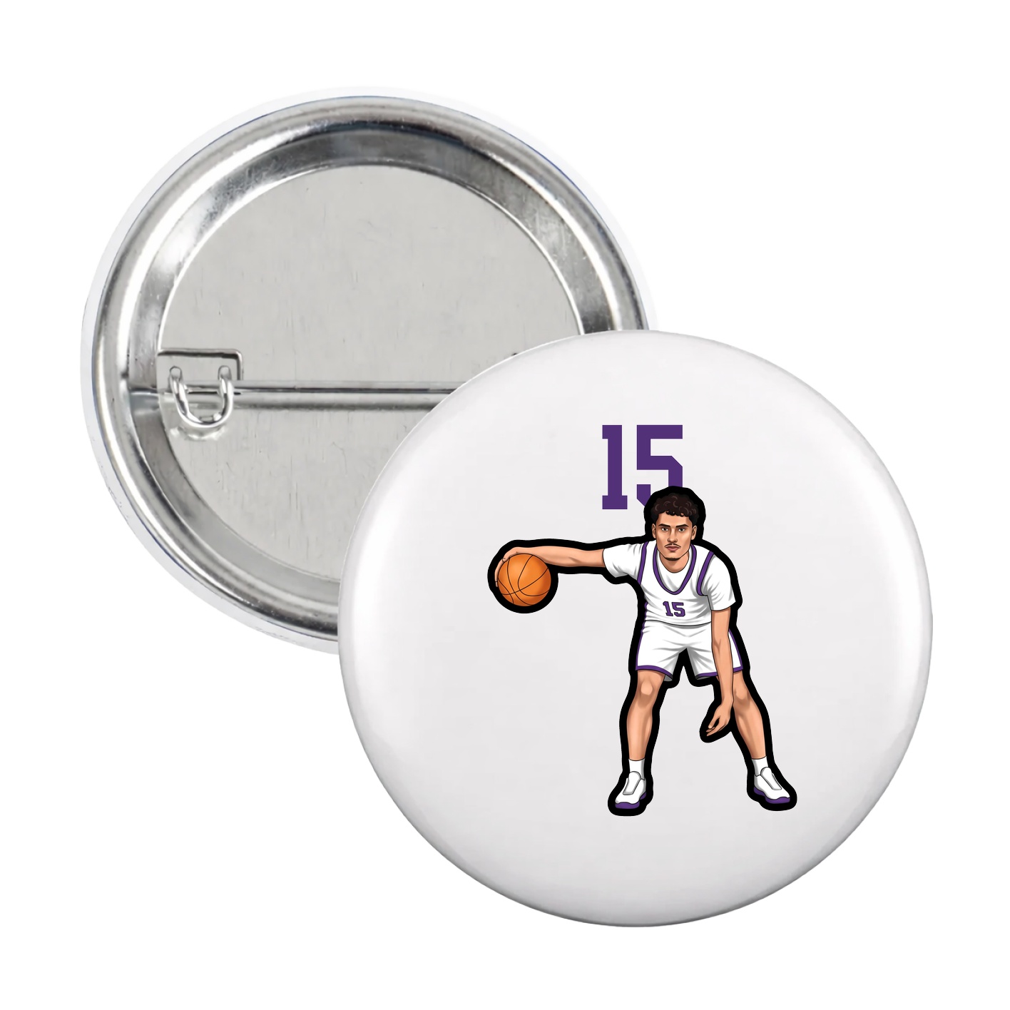 Game Day Button — Number Top in White