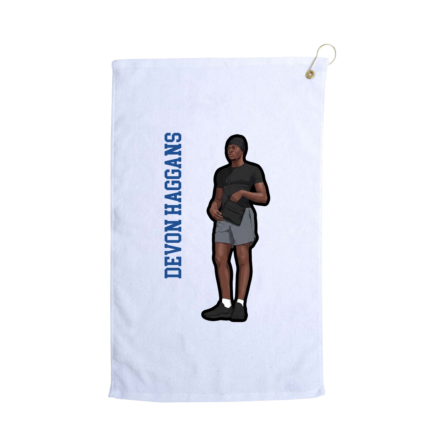 Golf Towel — Name Vertical in White