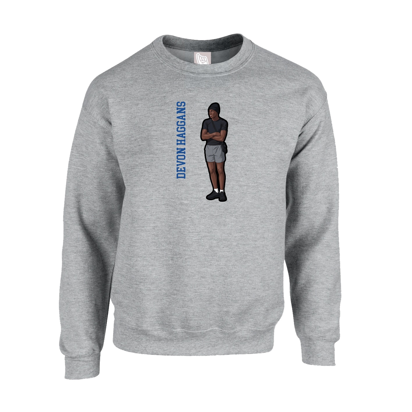 Fleece Crew — Name Vertical in Grey