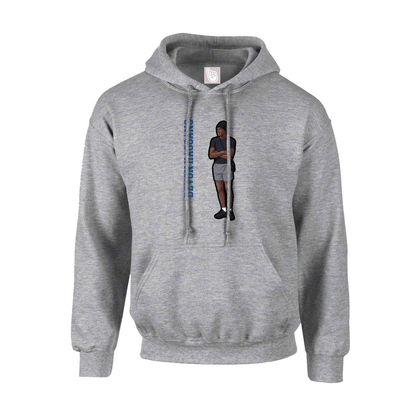 Youth Hoodie — Name Vertical in Grey