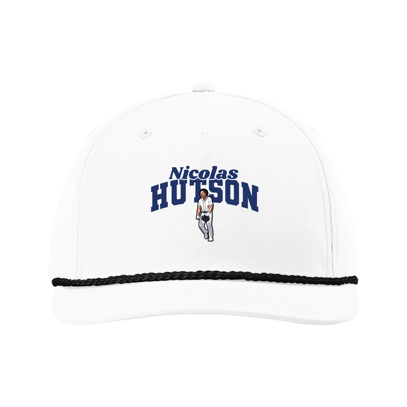 Five-Panel Classic Rope Cap — Signature Arch in White
