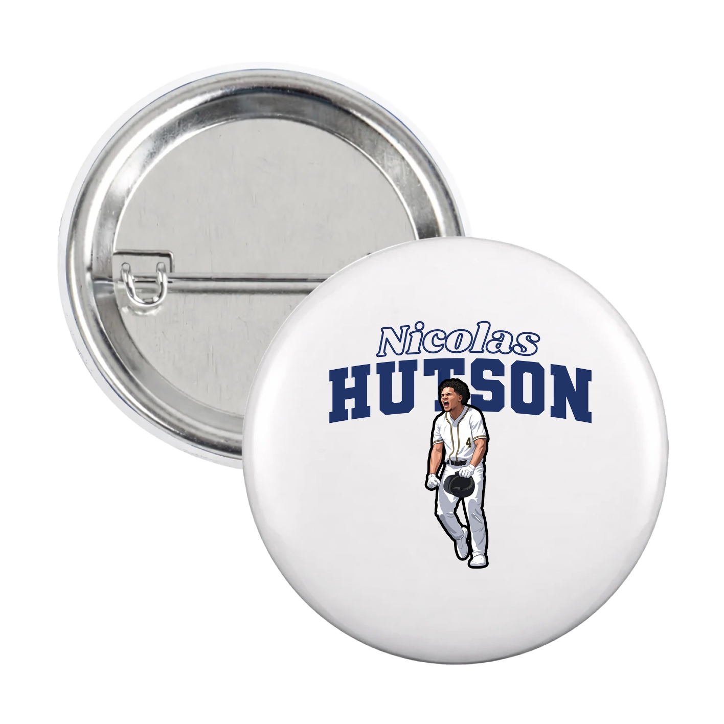 Game Day Button — Name Arch in White