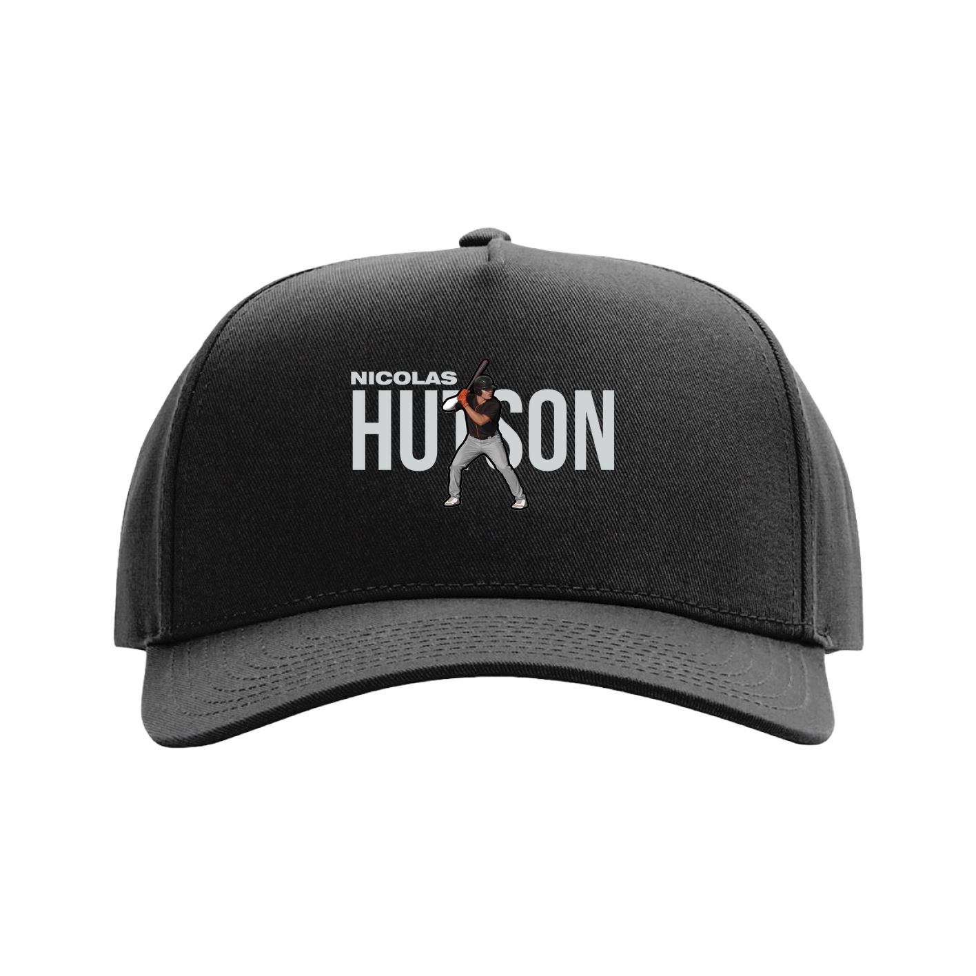 Full Fabric Five-Panel Champ Cap — Player Name in Black