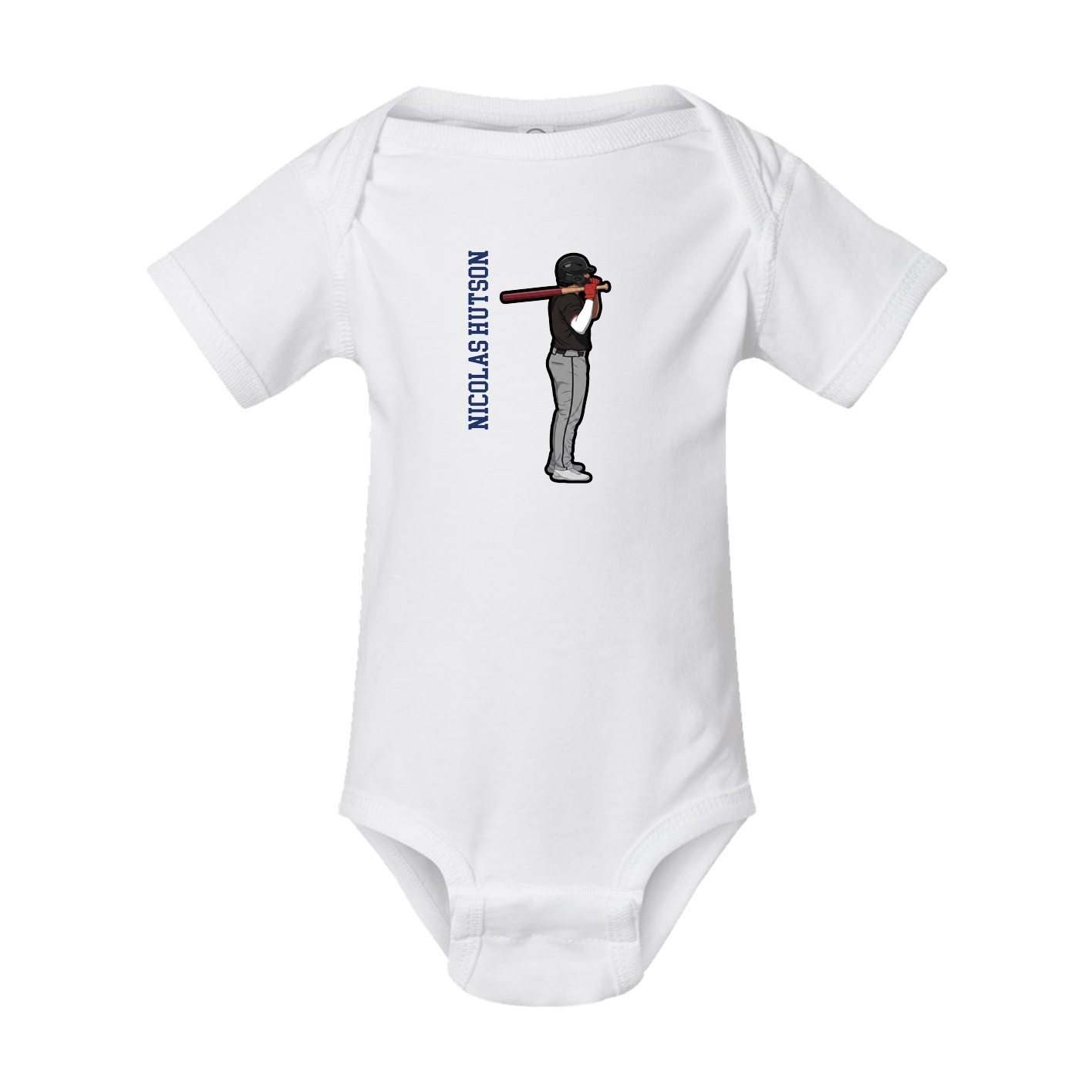 Baby Onesie — Name Vertical in White