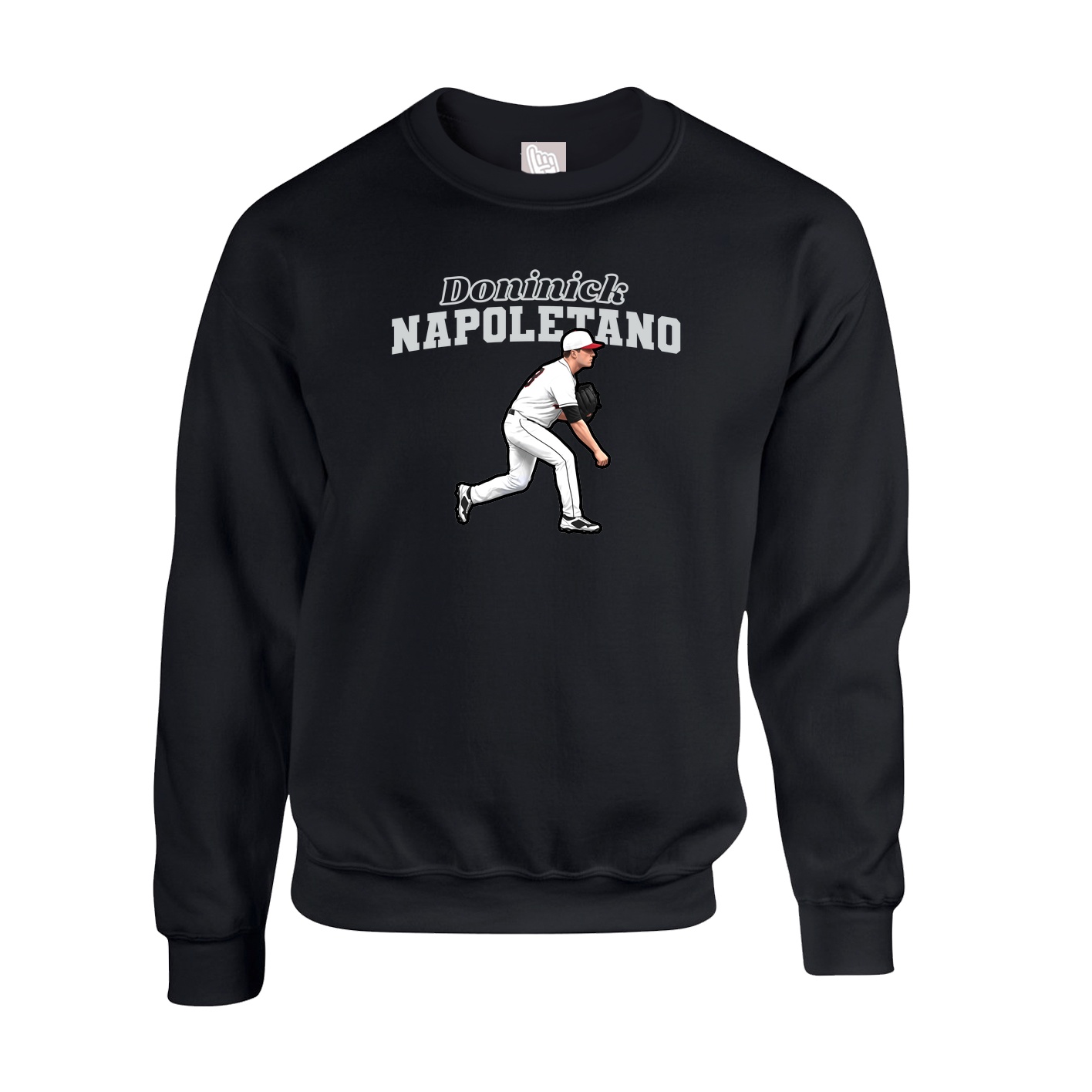 Fleece Crew — Name Arch in Black