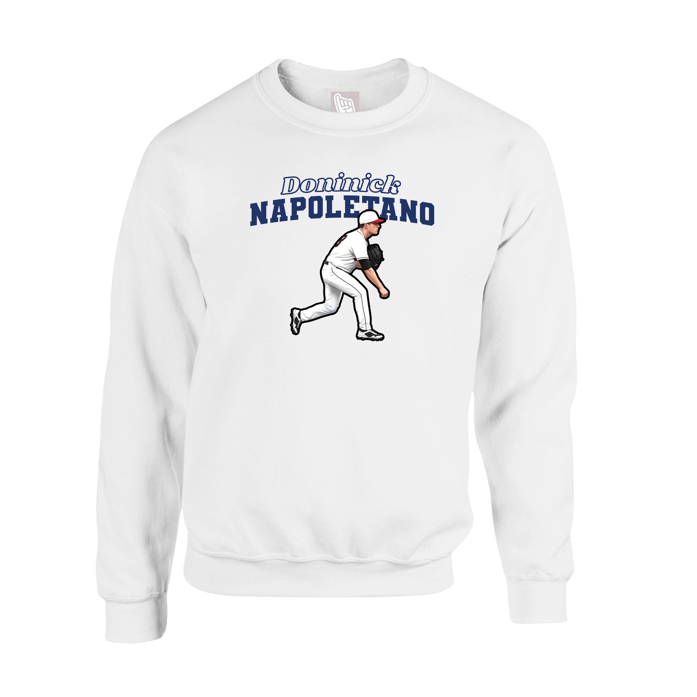 Fleece Crew — Name Arch in White