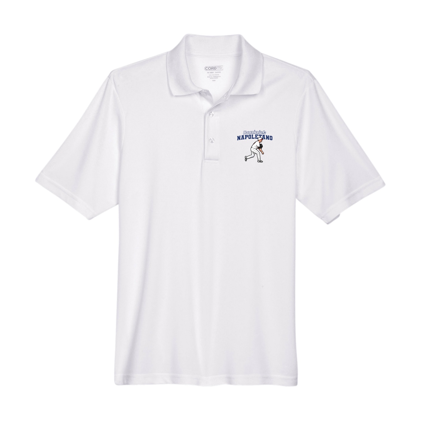 Performance Polo — Name Arch in White