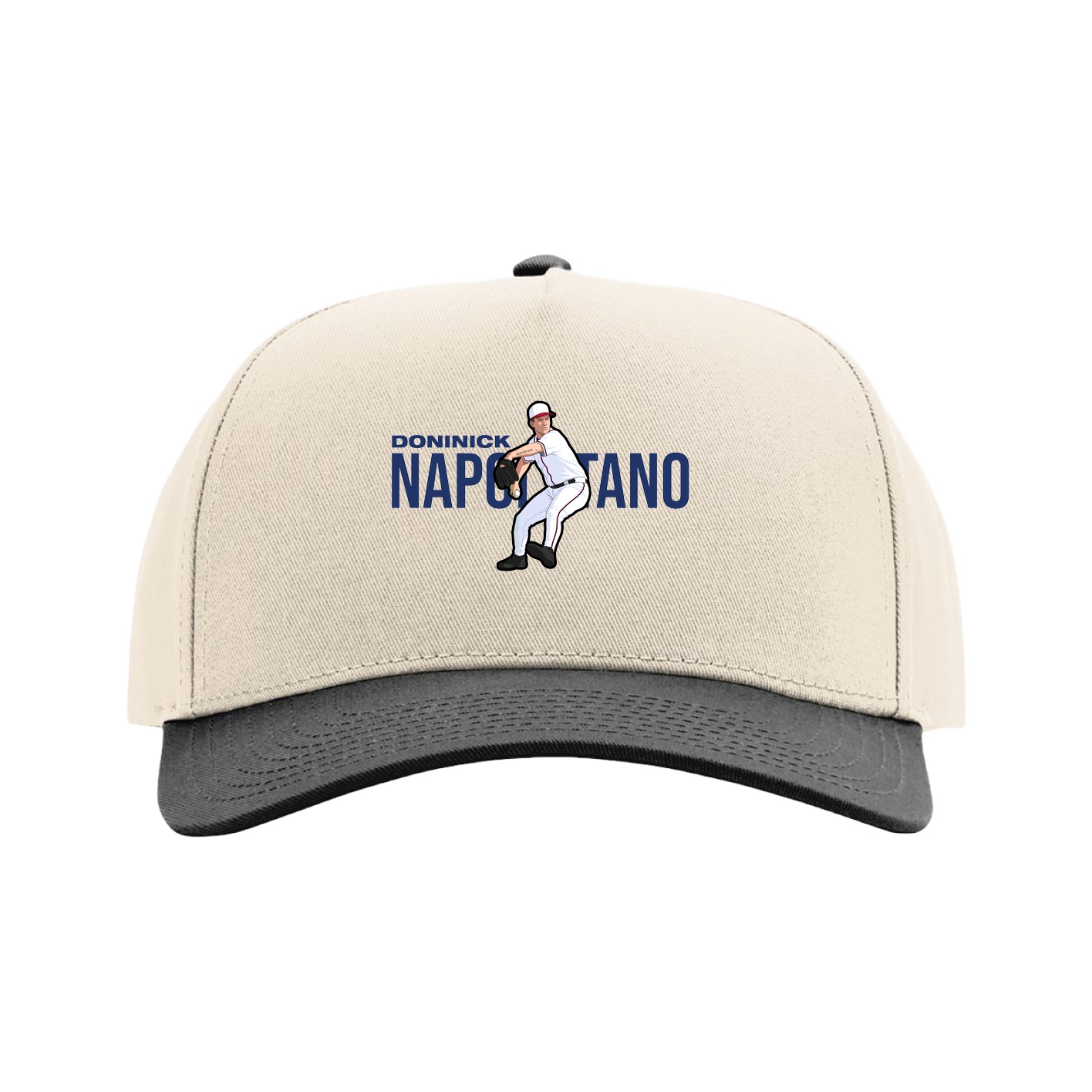 Full Fabric Five-Panel Champ Cap — Player Name in Cream/Black
