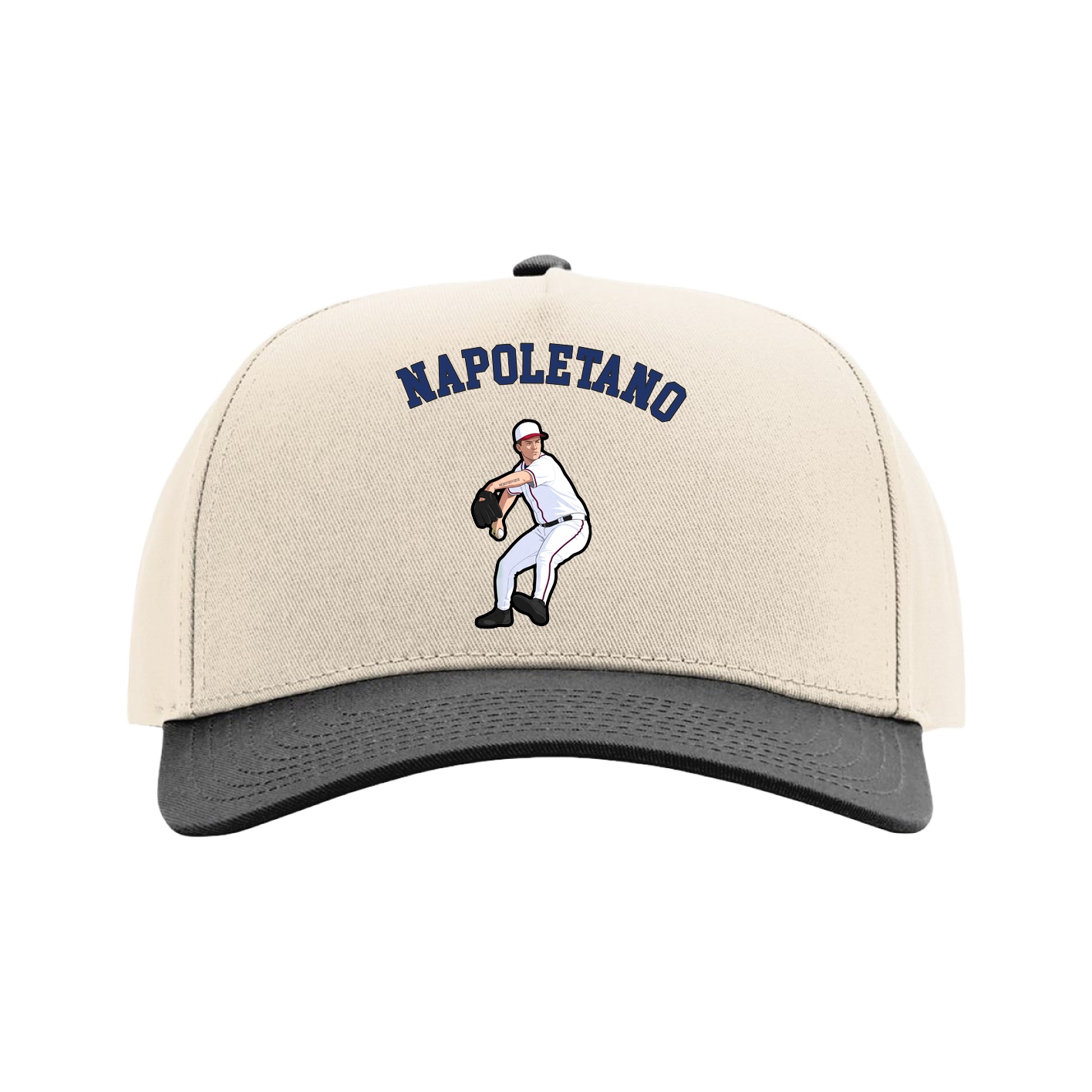 Full Fabric Five-Panel Champ Cap — Shirsey Arch in Cream/Black