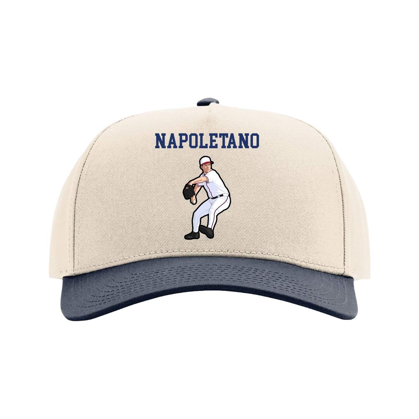 Full Fabric Five-Panel Champ Cap — Shirsey in Cream/Navy