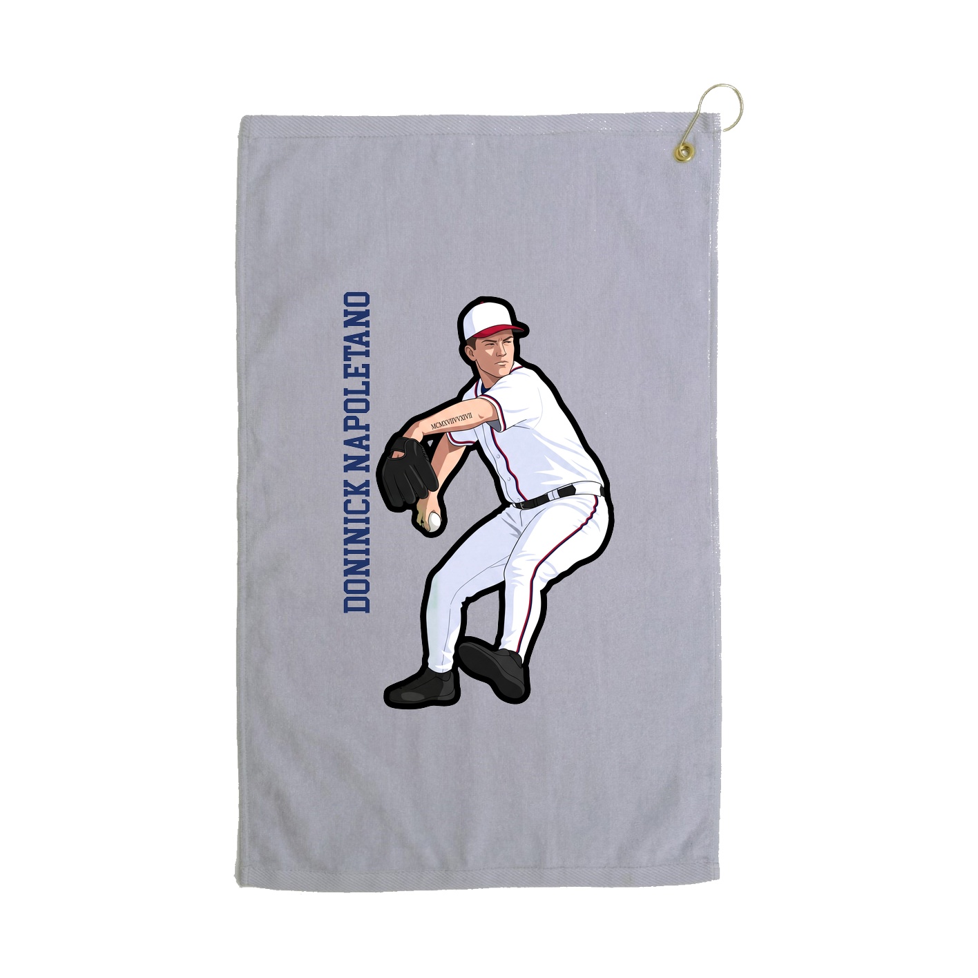 Golf Towel — Name Vertical in Grey