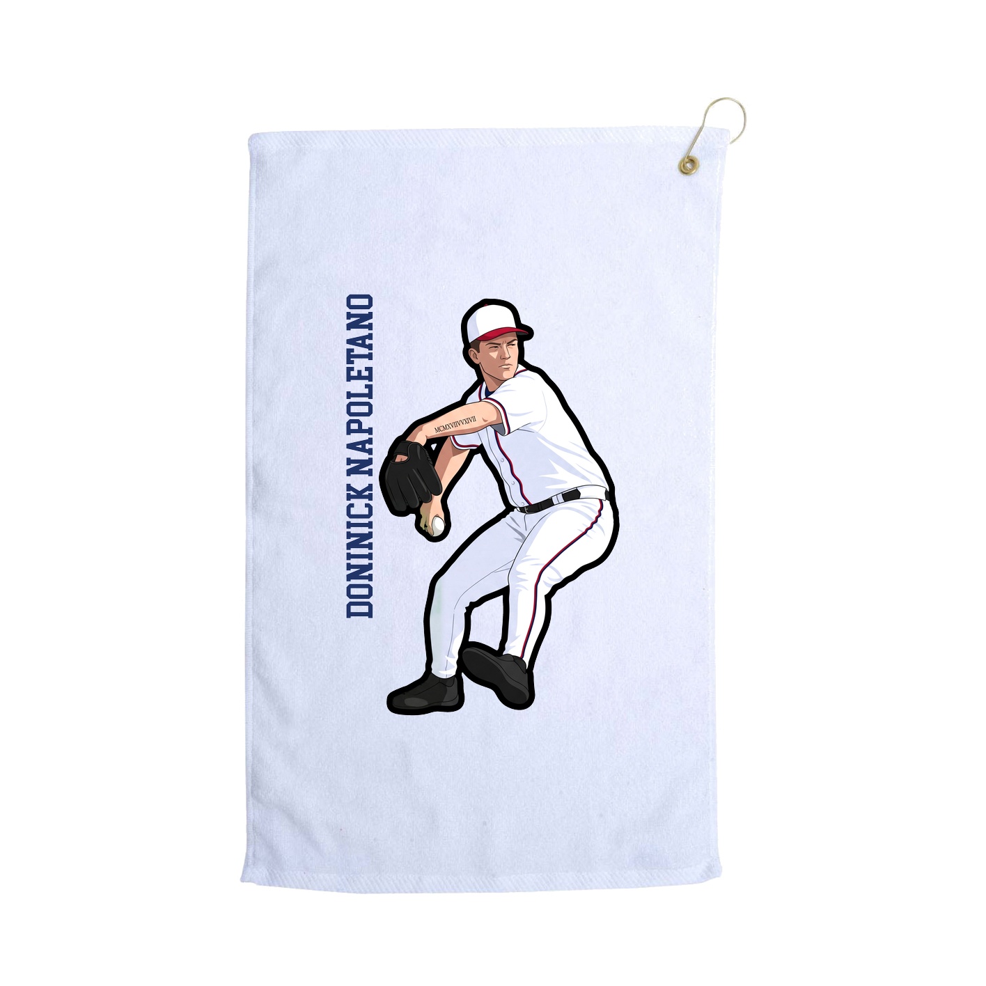 Golf Towel — Name Vertical in White