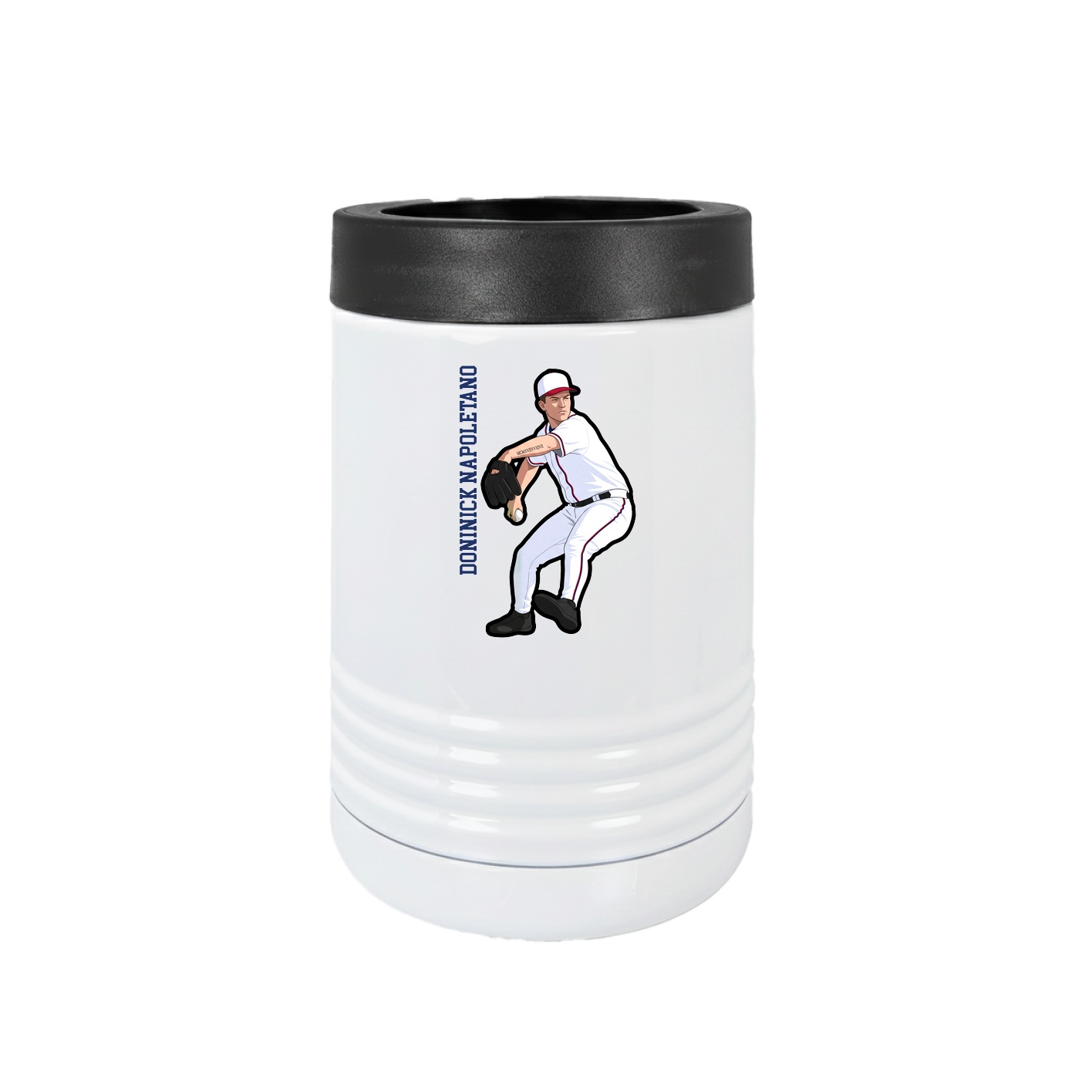 Beverage Holder — Name Vertical in White