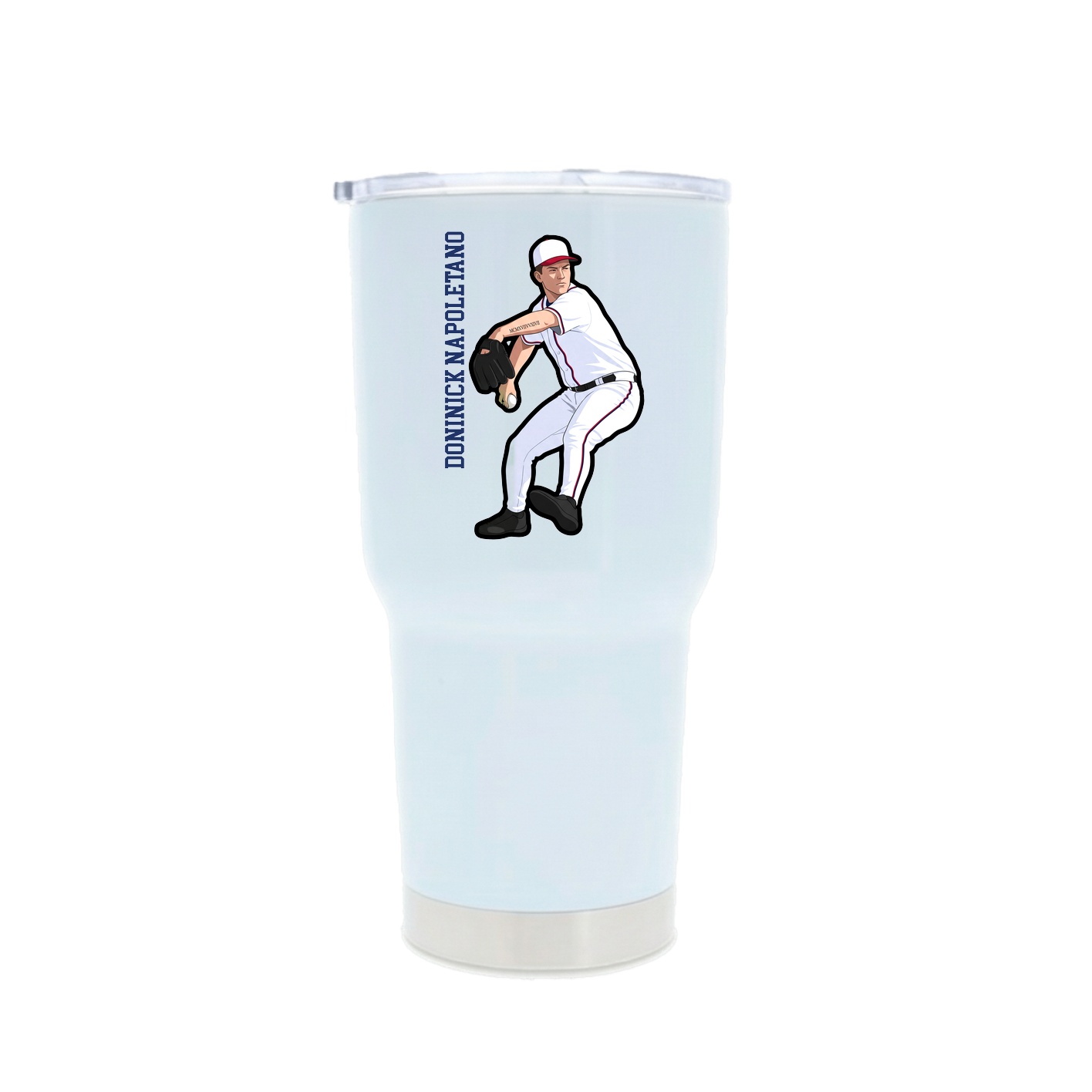 30oz Stainless Steel Tumbler — Name Vertical in White