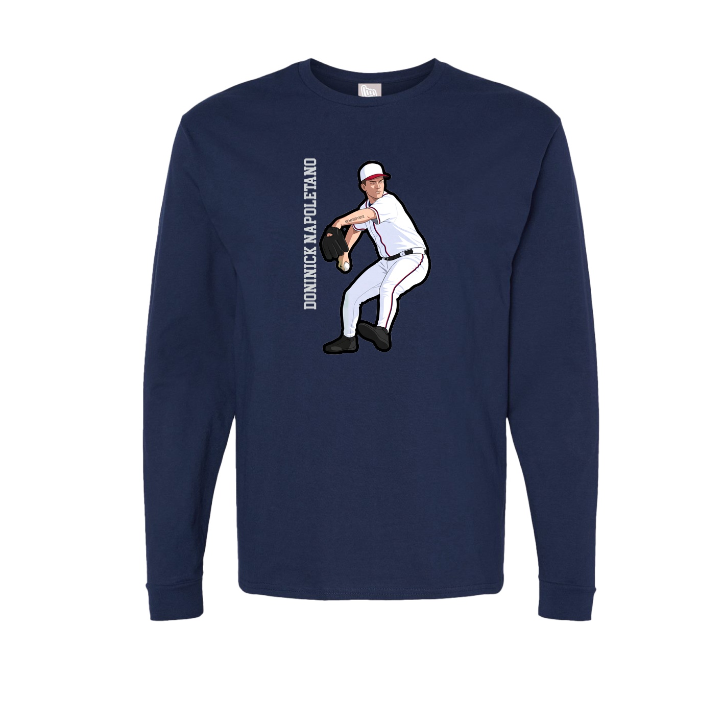 Long Sleeve Tee — Name Vertical in Navy