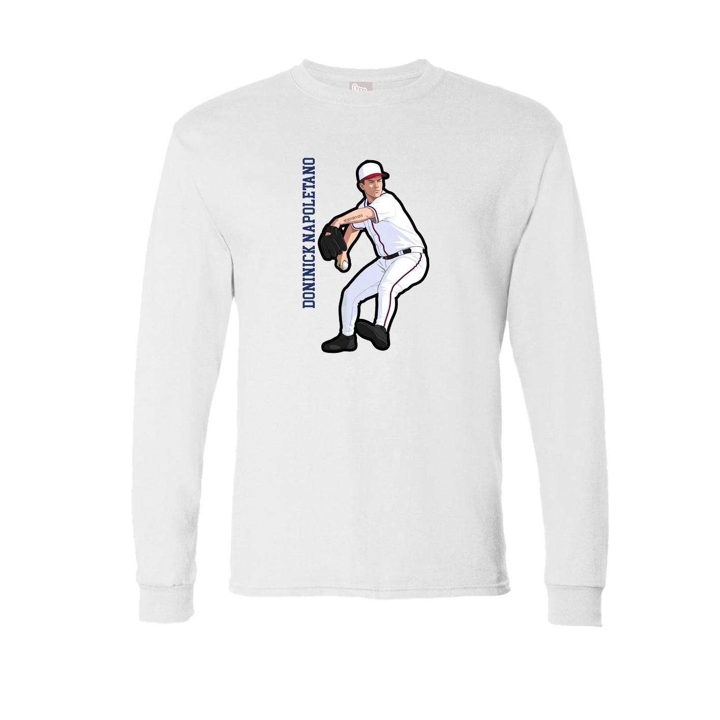 Long Sleeve Tee — Name Vertical in White
