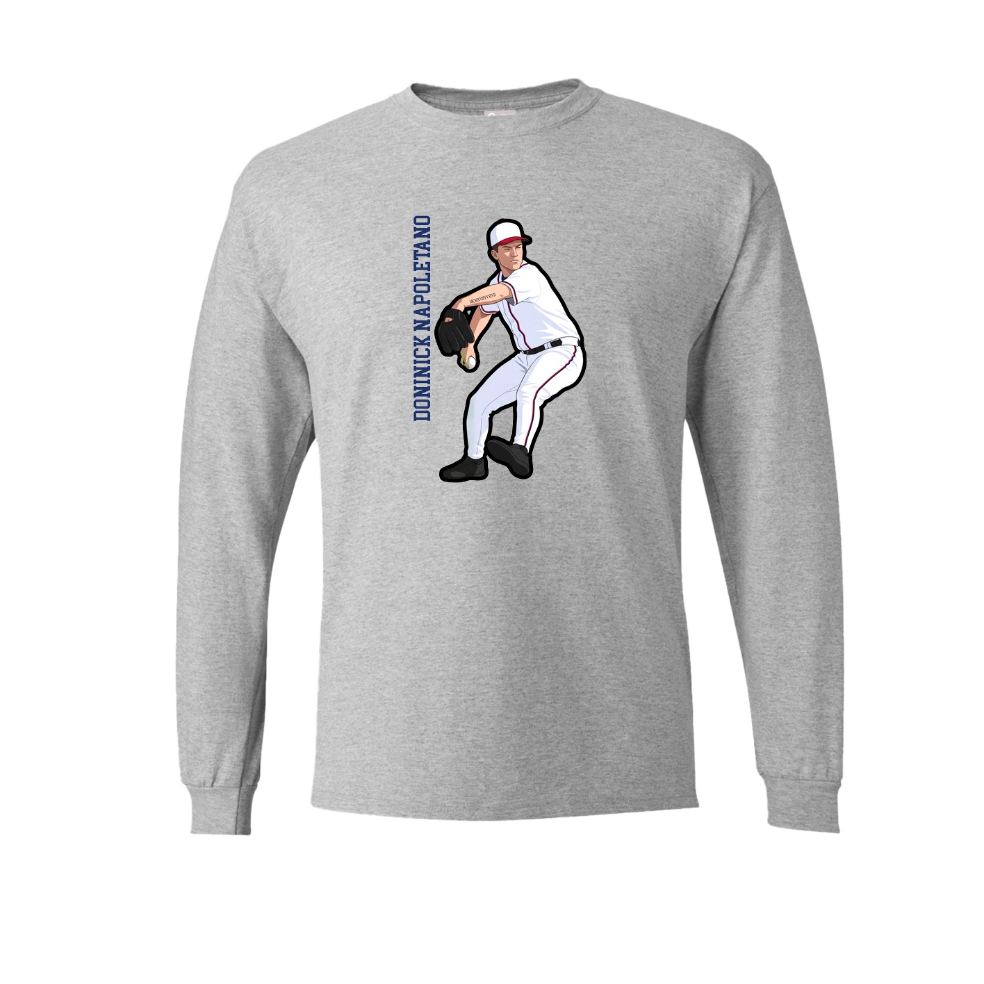 Long Sleeve Tee — Name Vertical in Grey