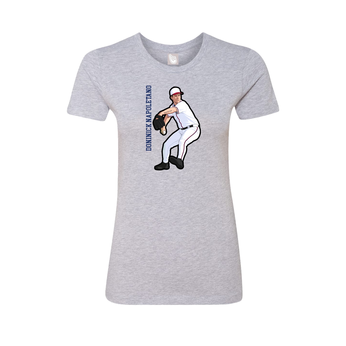 Womens Tee — Name Vertical in Grey