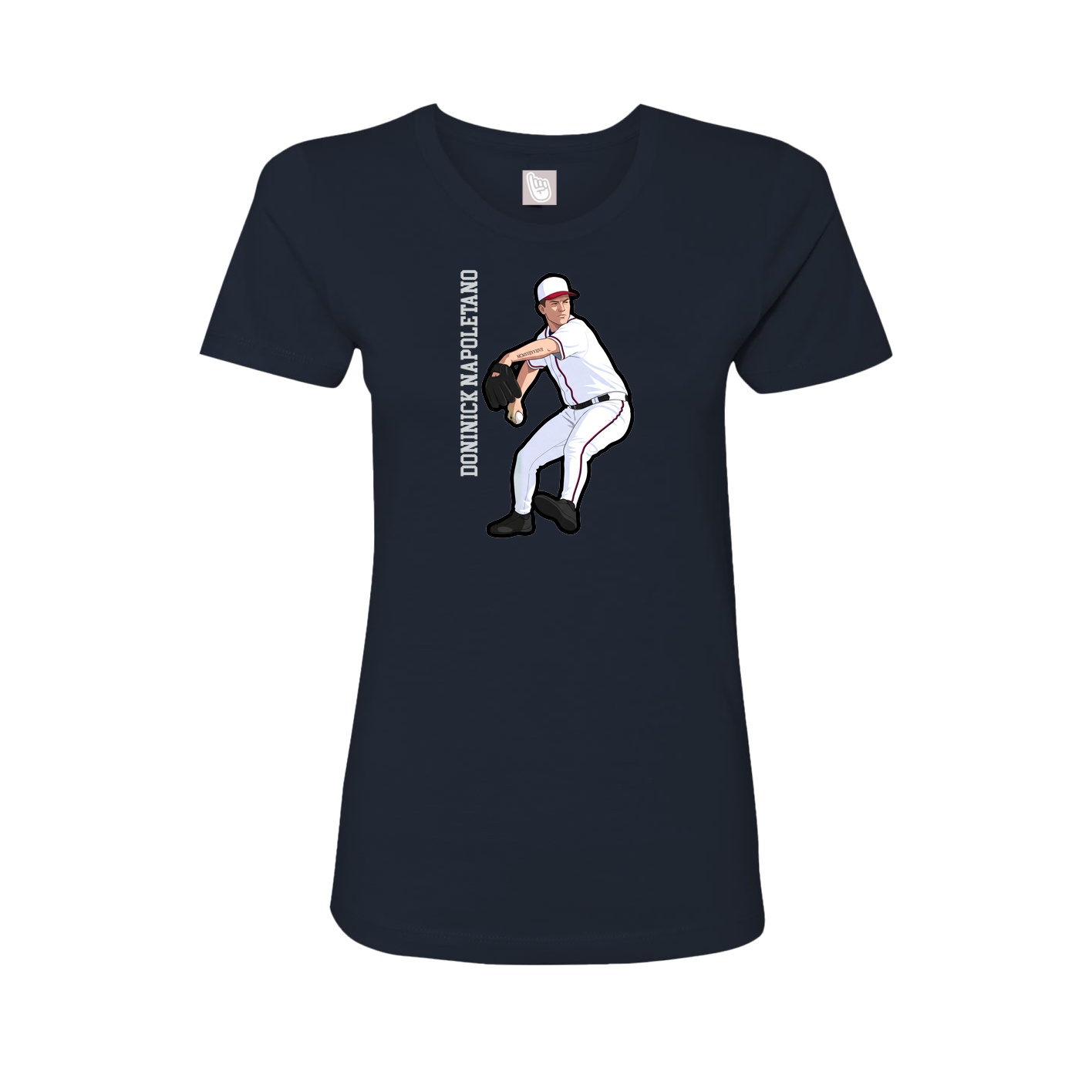 Womens Tee — Name Vertical in Navy