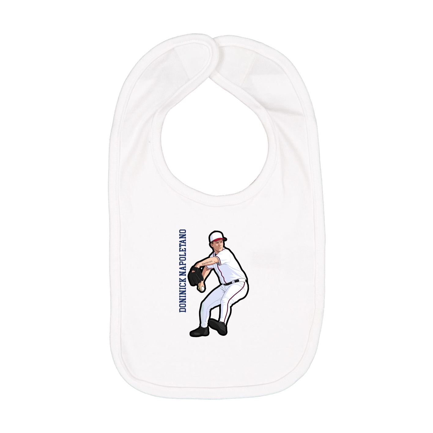 Infant Bib — Name Vertical in White