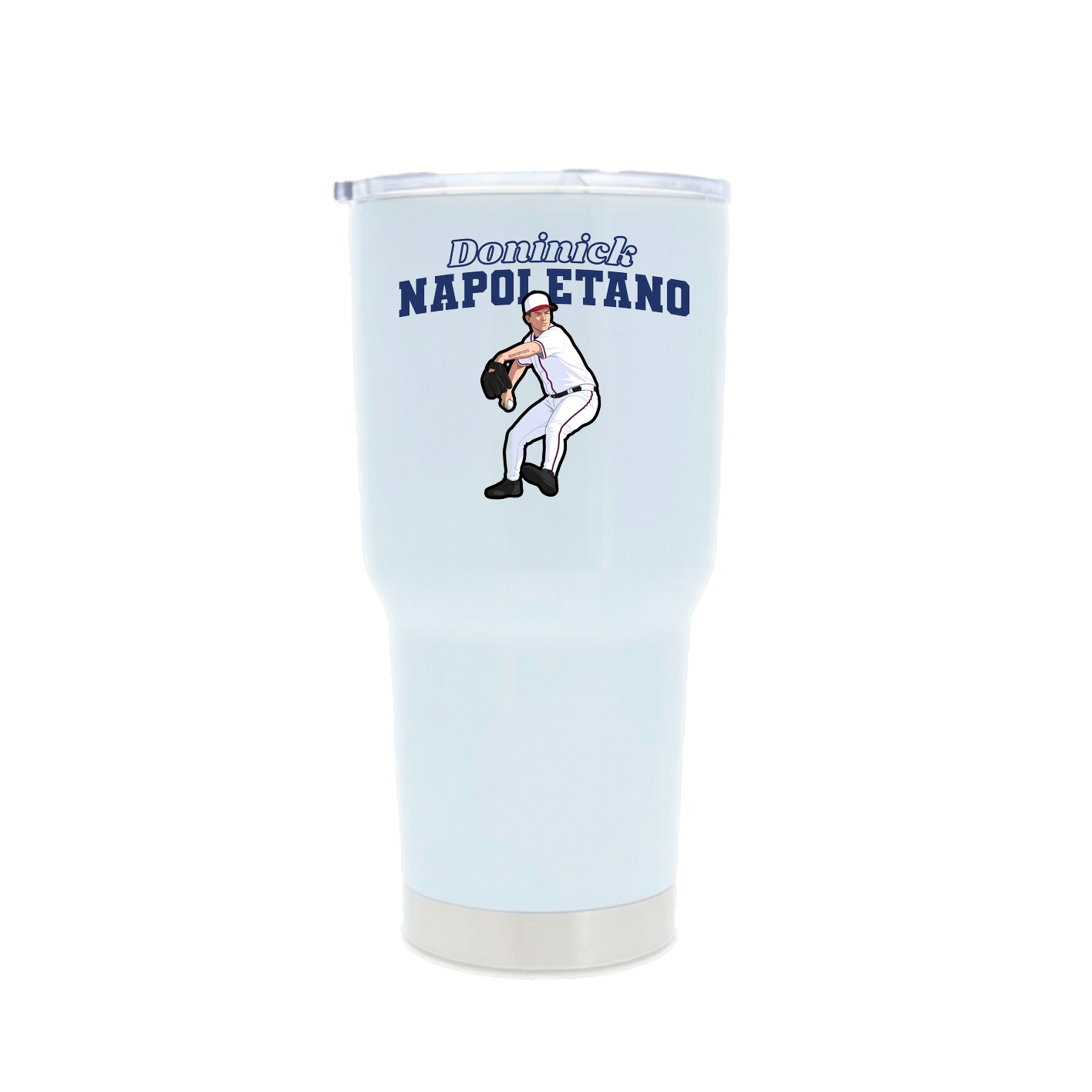 30oz Stainless Steel Tumbler — Name Arch in White
