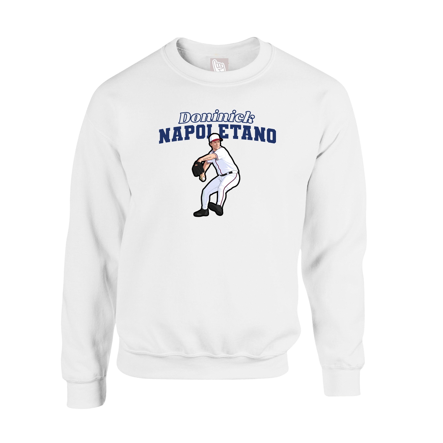 Fleece Crew — Name Arch in White