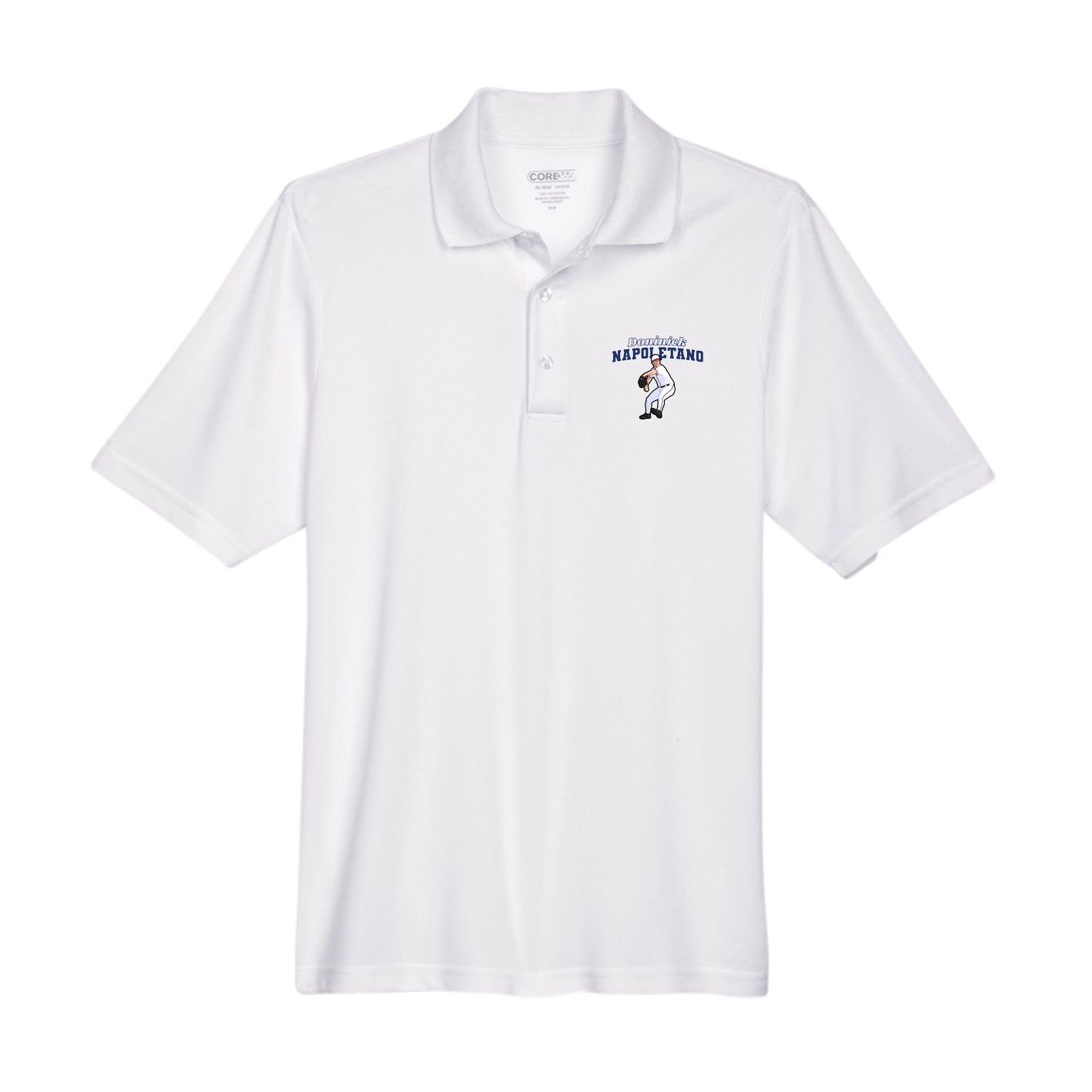 Performance Polo — Name Arch in White