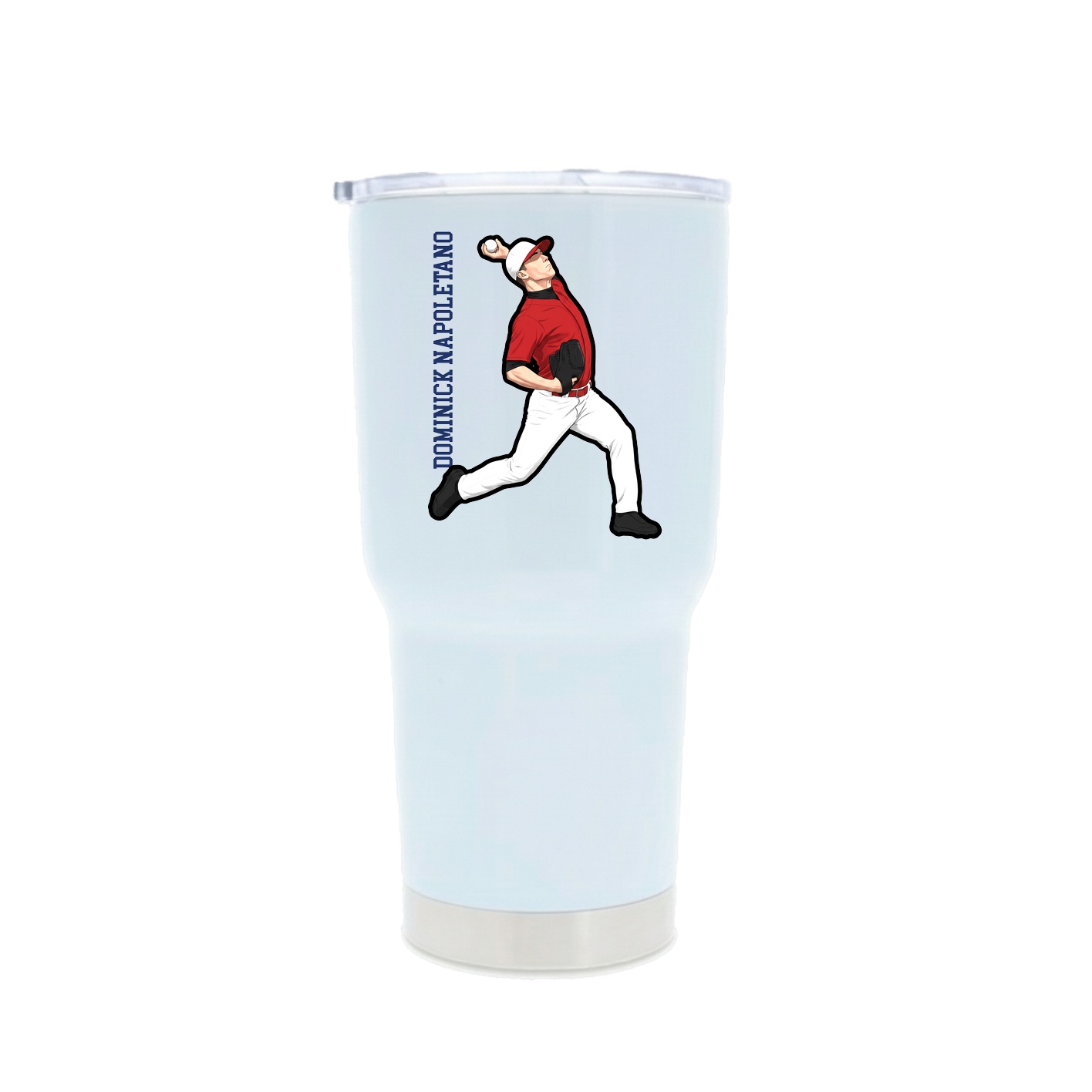 30oz Stainless Steel Tumbler — Name Vertical in White