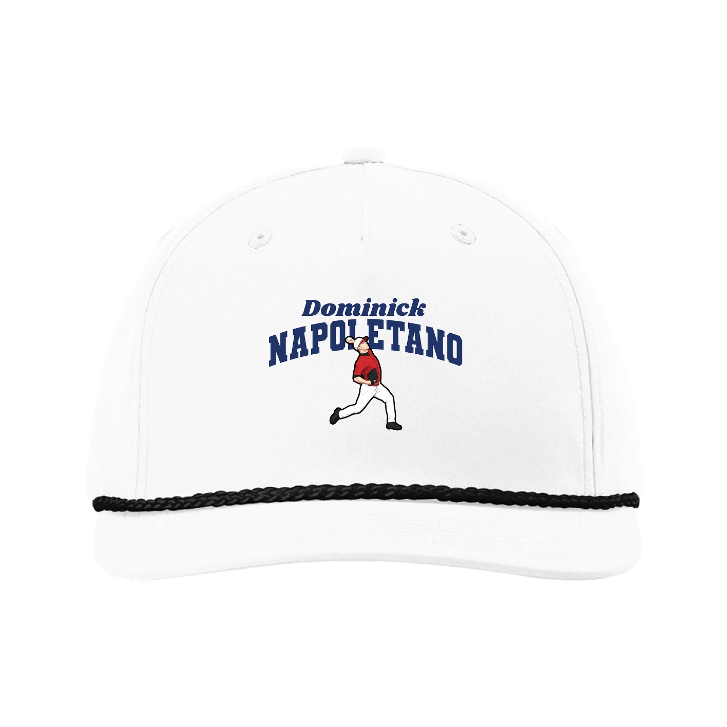 Five-Panel Classic Rope Cap — Signature Arch in White