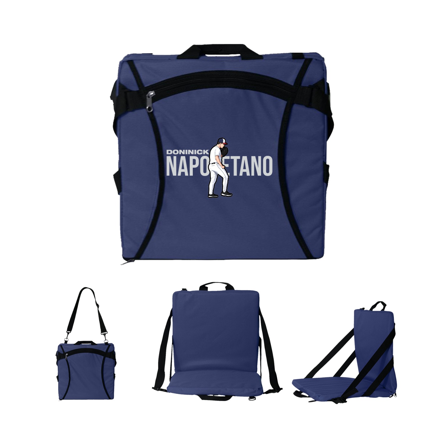 Folding Stadium Seat — Player Name in Navy