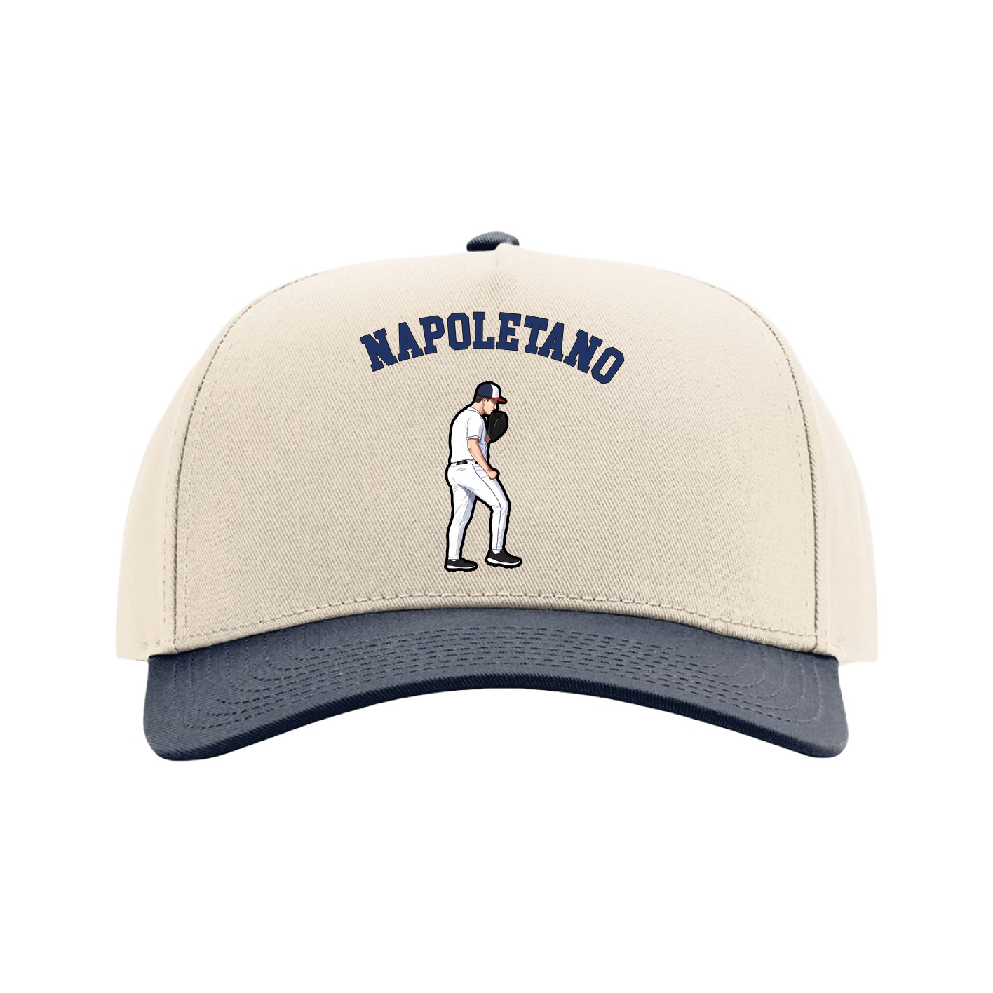 Full Fabric Five-Panel Champ Cap — Shirsey Arch in Cream/Navy