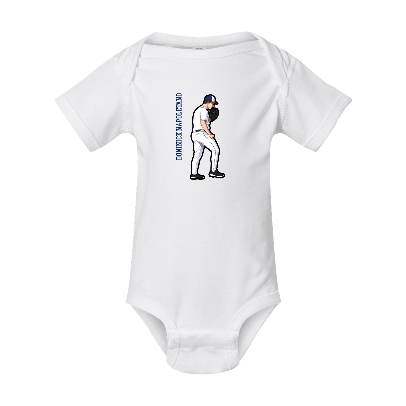 Baby Onesie — Name Vertical in White