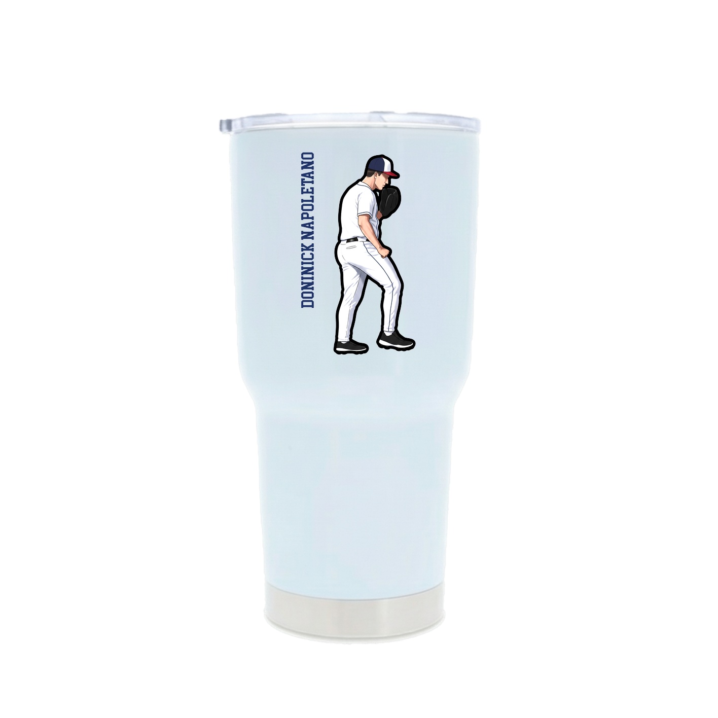 30oz Stainless Steel Tumbler — Name Vertical in White