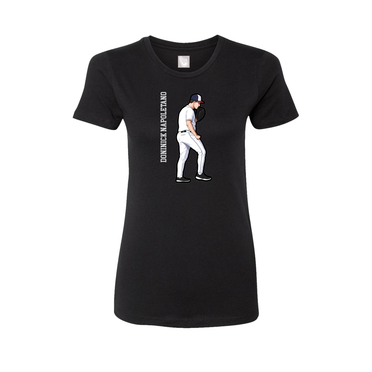 Womens Tee — Name Vertical in Black