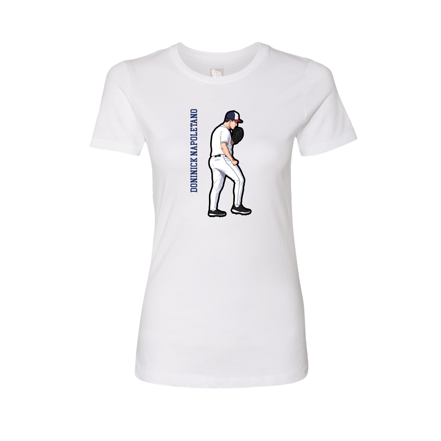 Womens Tee — Name Vertical in White
