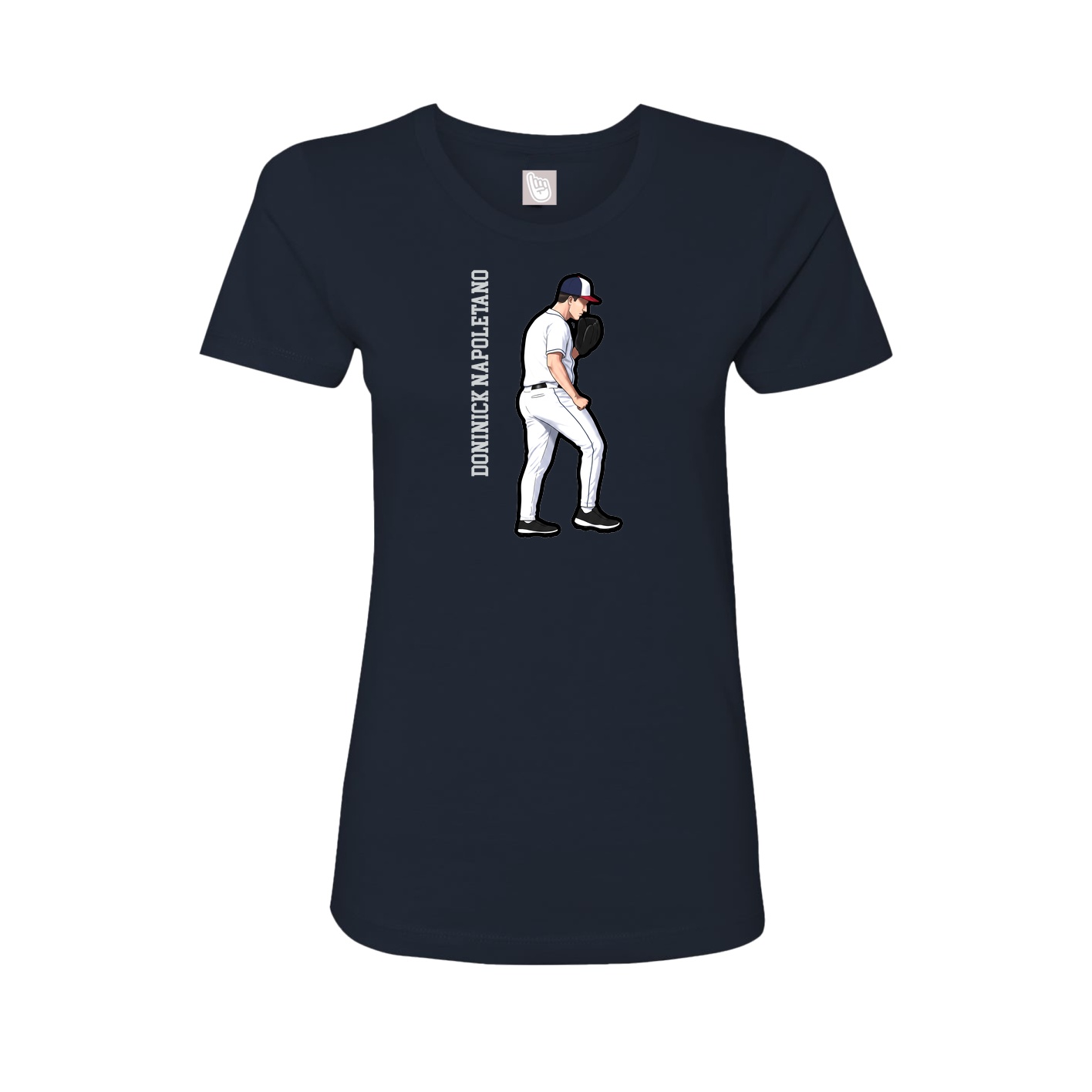 Womens Tee — Name Vertical in Navy