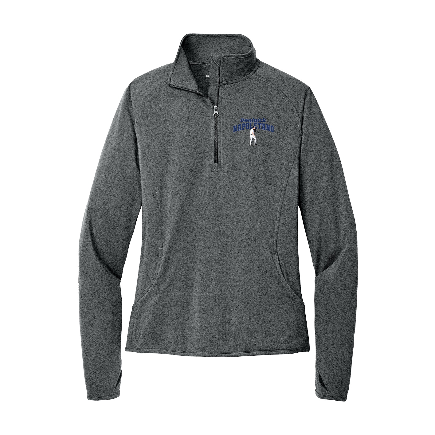Women's Q-Zip Pullover — Signature Arch in Grey