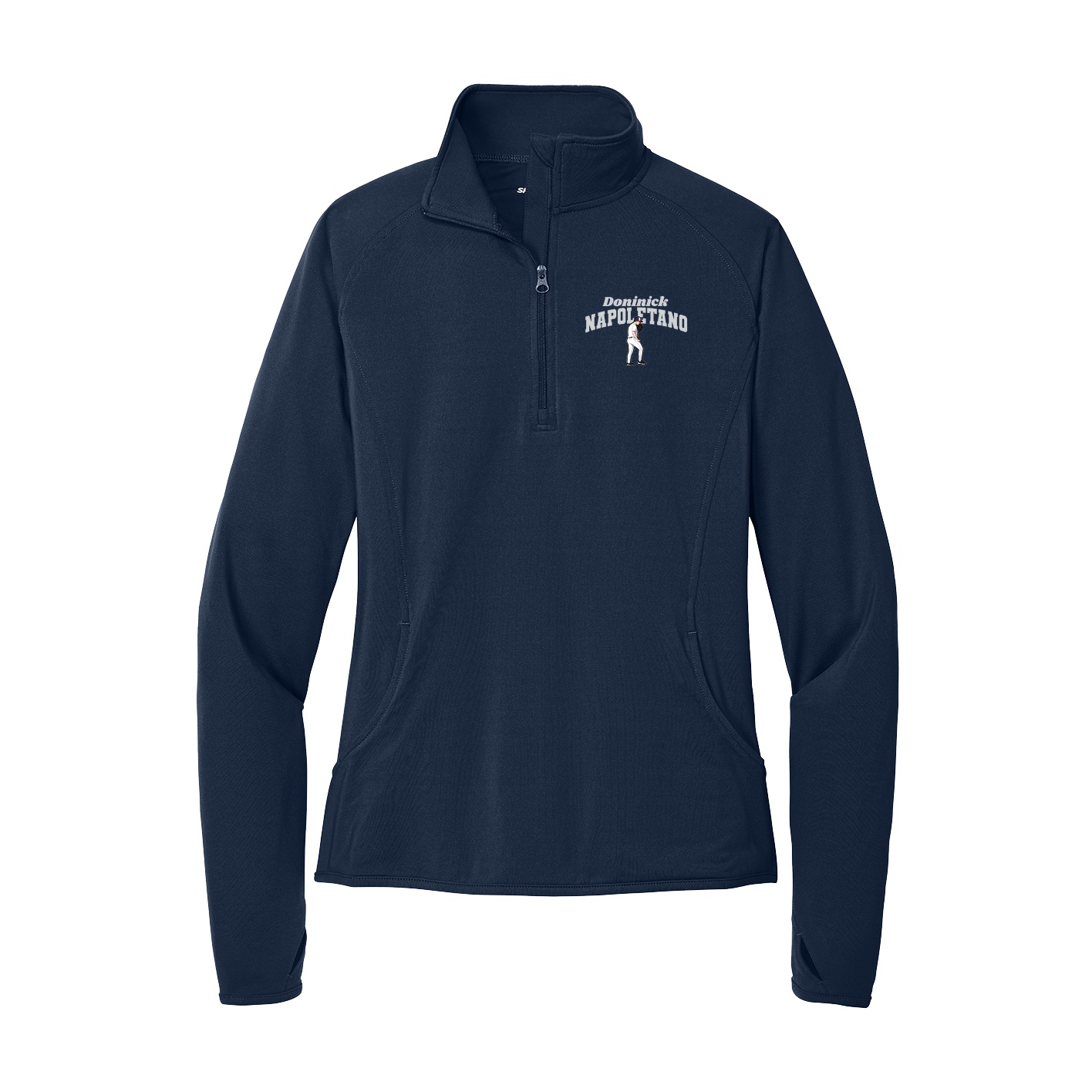 Women's Q-Zip Pullover — Signature Arch in Navy