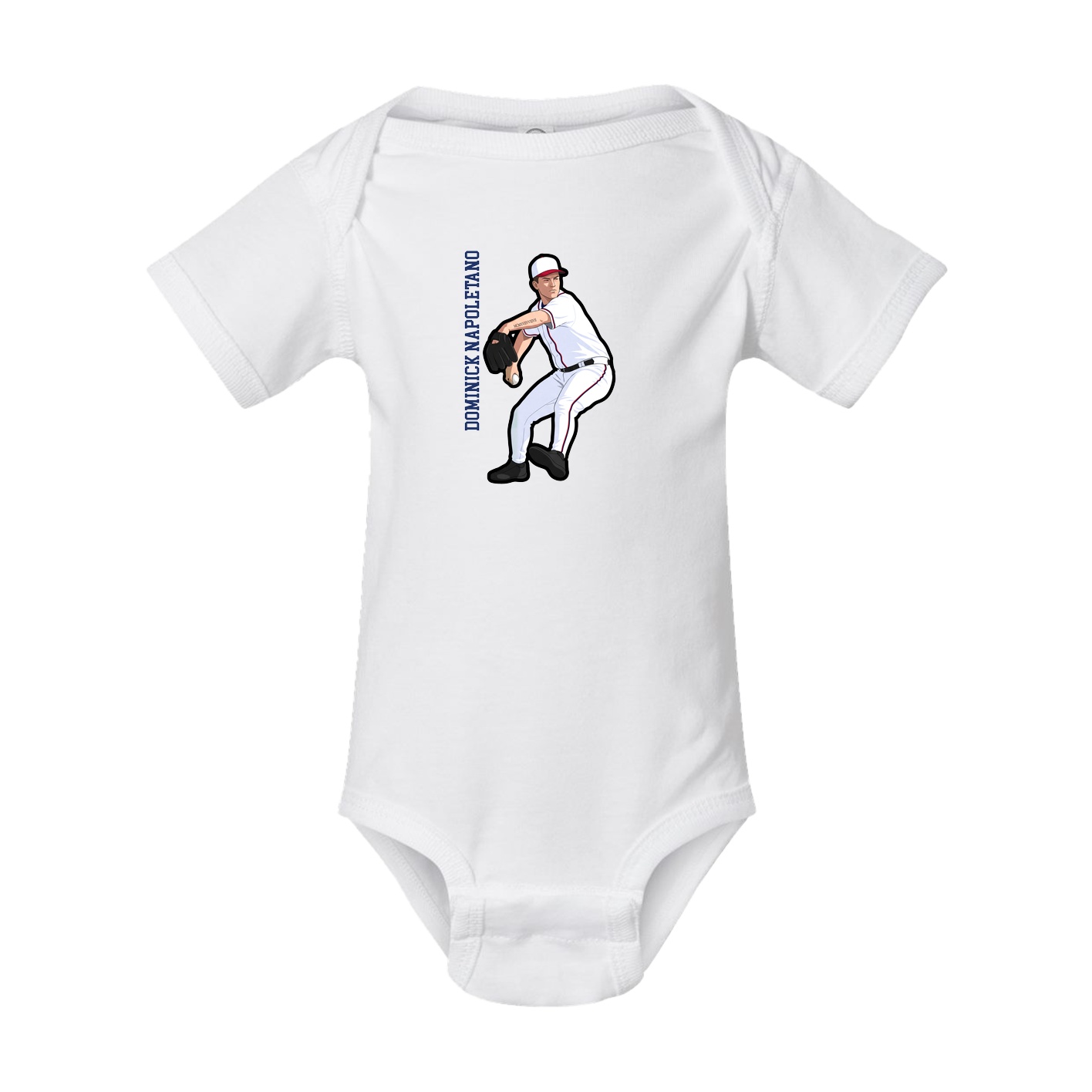 Baby Onesie — Name Vertical in White
